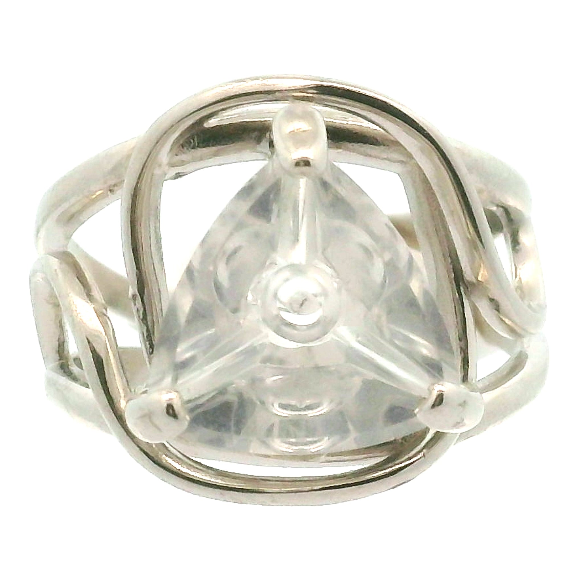 Clear Quartz Fantasy Cut Cuff Ring .925 Silver for Healing, Intention Setting and Manifesting your Desires