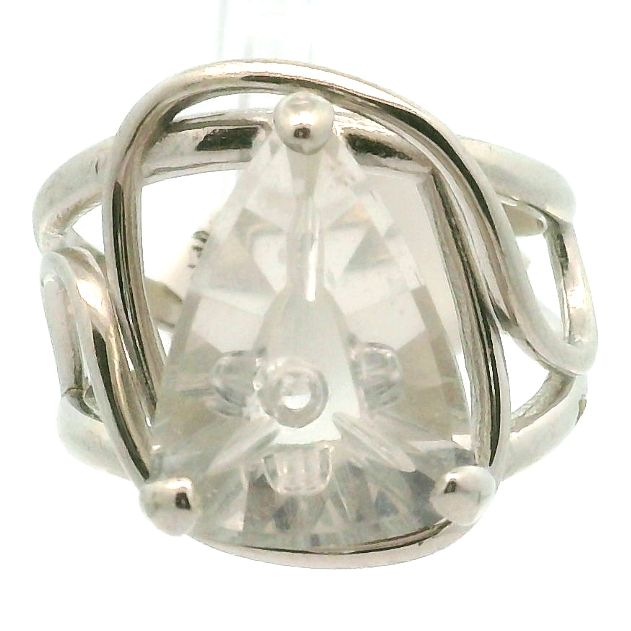 Clear Quartz Fantasy Cut Cuff Ring .925 Silver for Healing, Intention Setting and Manifesting your Desires
