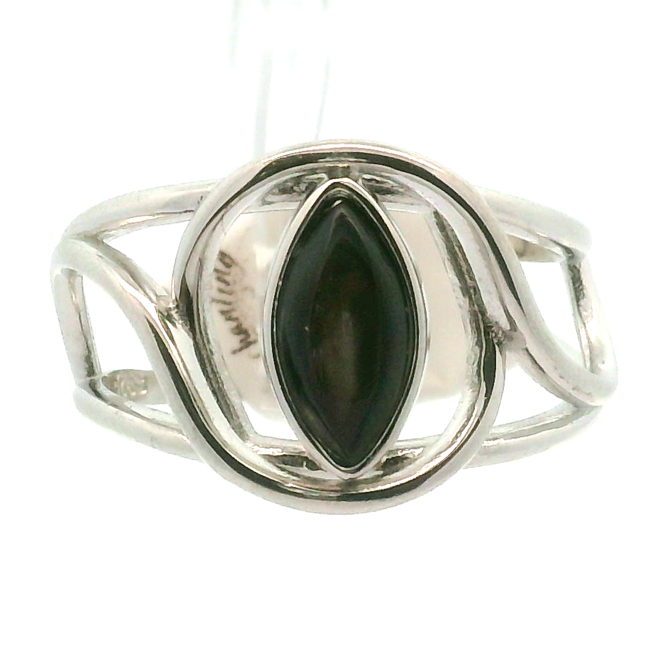 Black Mother of Pearl Cuff Ring .925 Silver for Embracing your Feminine Power, Harmony and Protection