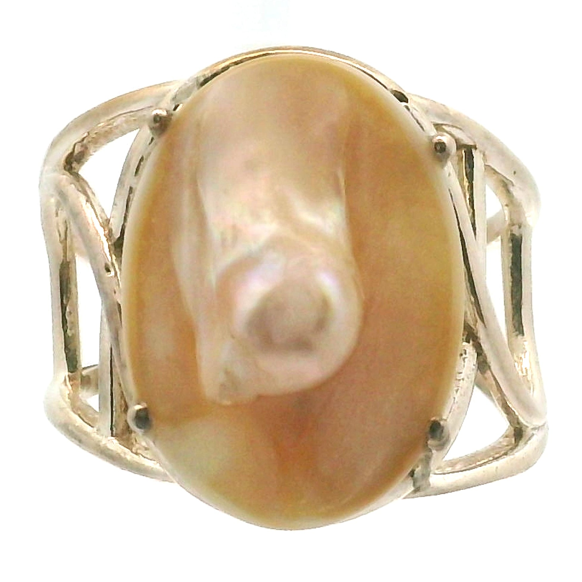 Pearl Cuff Ring .925 Silver for Honesty, Commitment & Faithfulness in Relationships