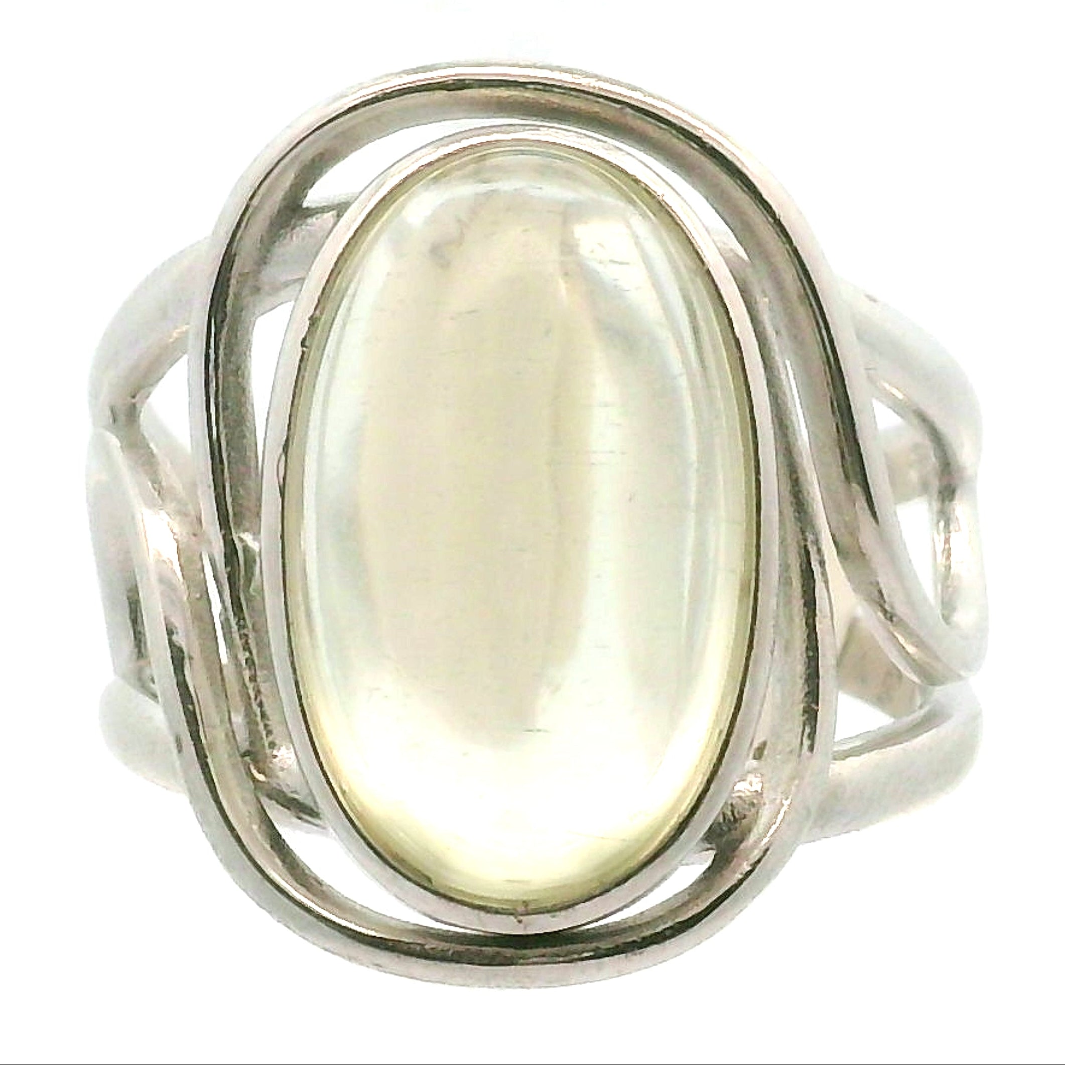 Star Citrine Adjustable Cuff Ring .925 Silver for Abundance, Good Luck and Positivity
