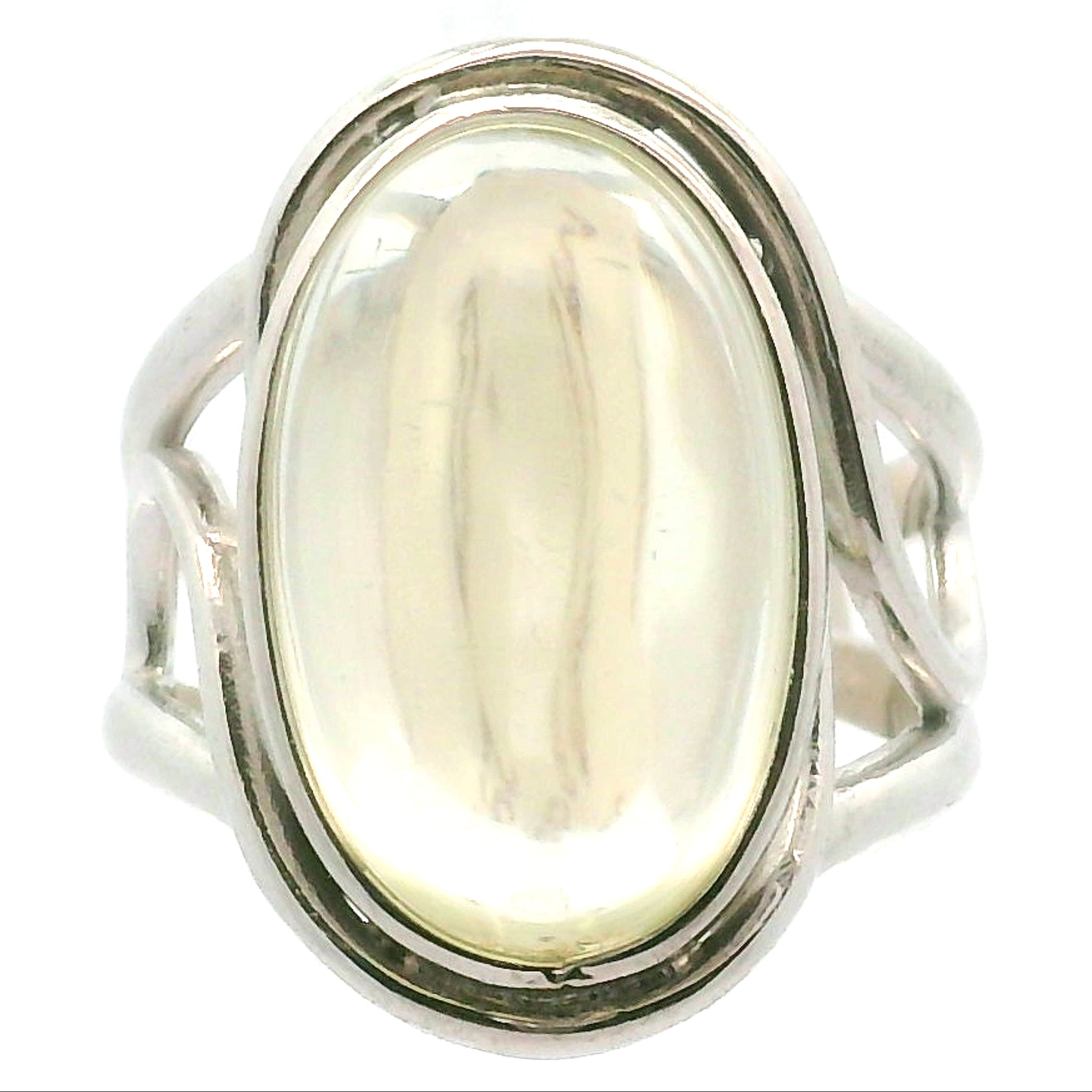 Star Citrine Adjustable Cuff Ring .925 Silver for Abundance, Good Luck and Positivity