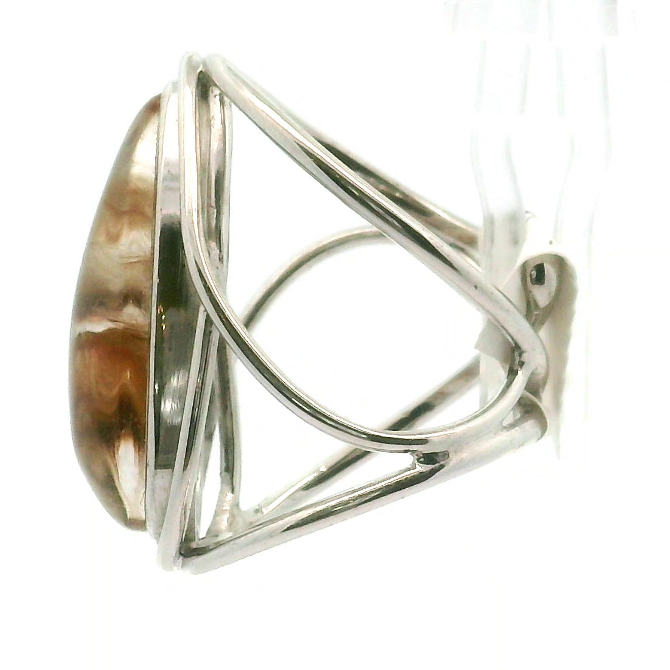 Amphibole Quartz Cuff Ring .925 Sterling Silver for Angellic Connection, Lucid Dreaming and Protection