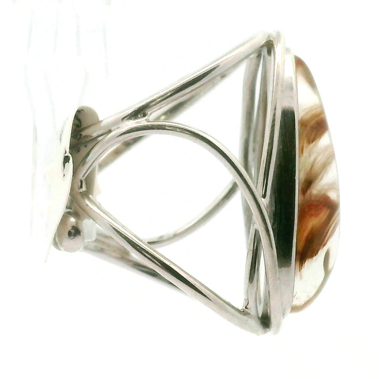 Amphibole Quartz Cuff Ring .925 Sterling Silver for Angellic Connection, Lucid Dreaming and Protection