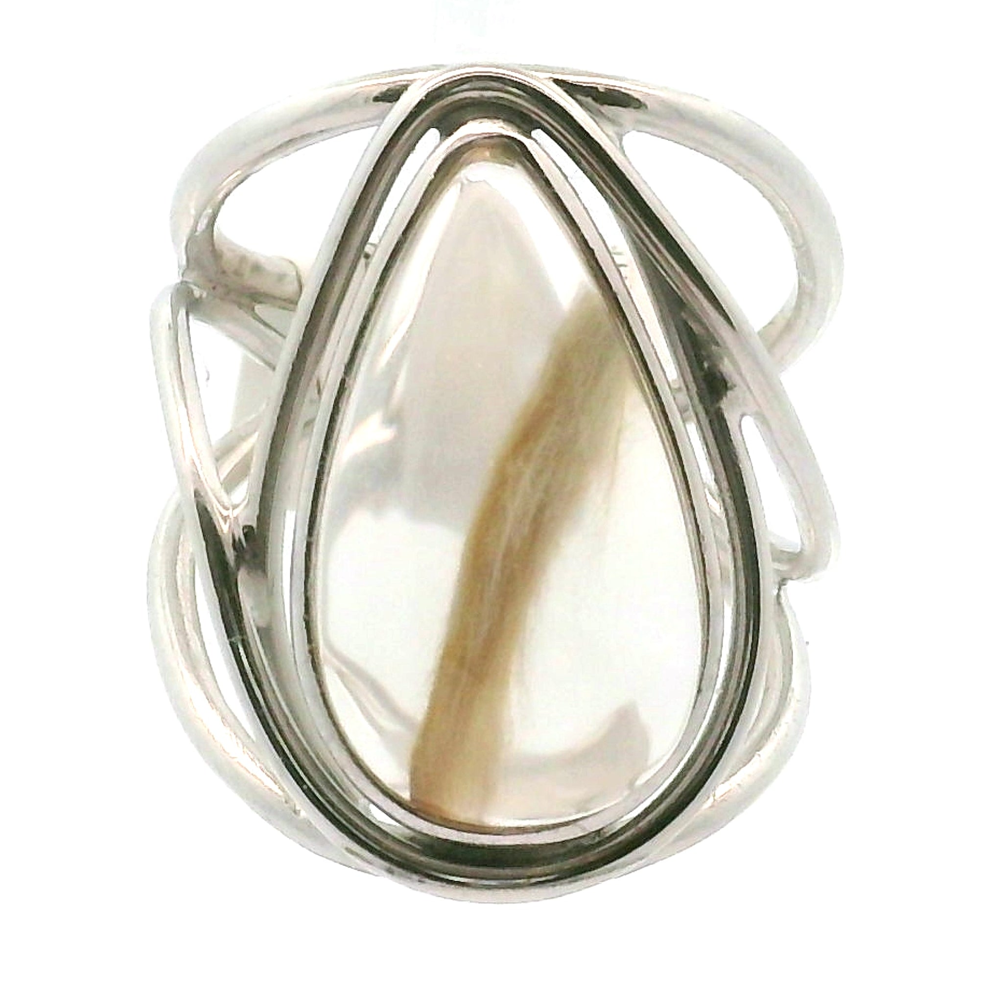 Amphibole Quartz Cuff Ring .925 Sterling Silver for Angellic Connection, Lucid Dreaming and Protection