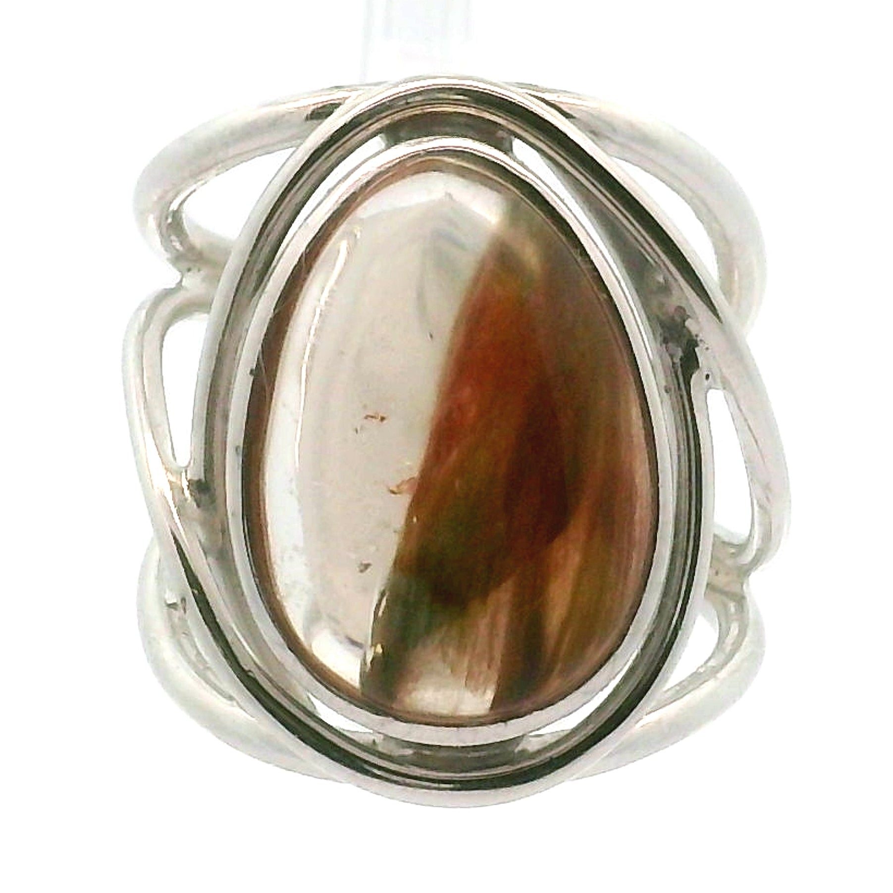 Amphibole Quartz Cuff Ring .925 Sterling Silver for Angellic Connection, Lucid Dreaming and Protection