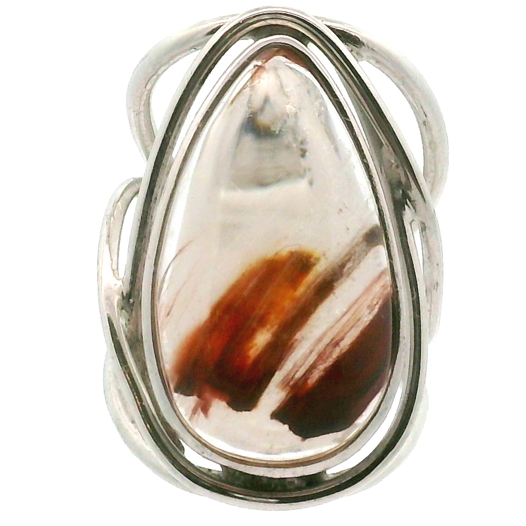 Amphibole Quartz Cuff Ring .925 Sterling Silver for Angellic Connection, Lucid Dreaming and Protection