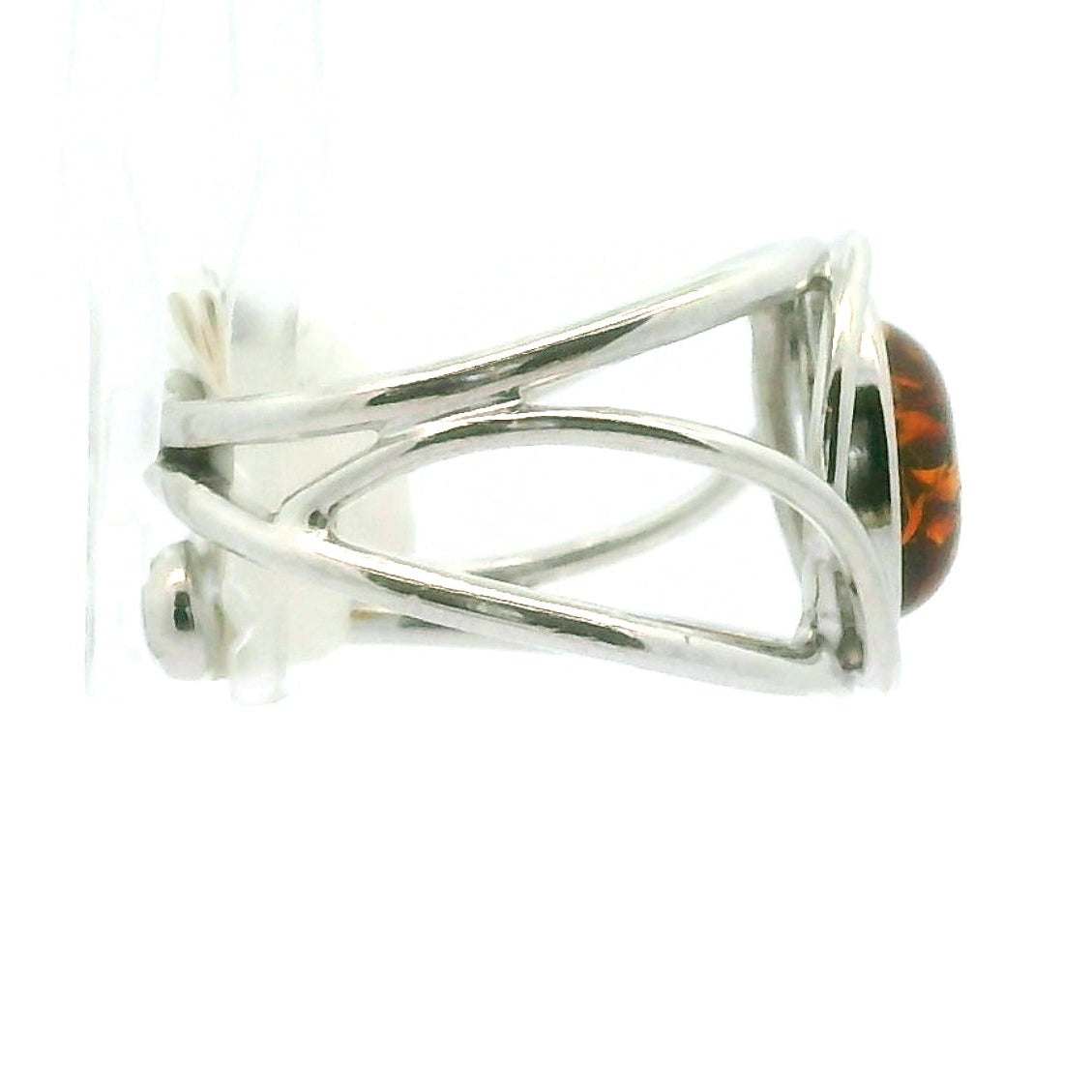 Baltic Amber Midi Cuff Ring .925 Silver for Manifesting Abundance, Optimism & Purification of Energy