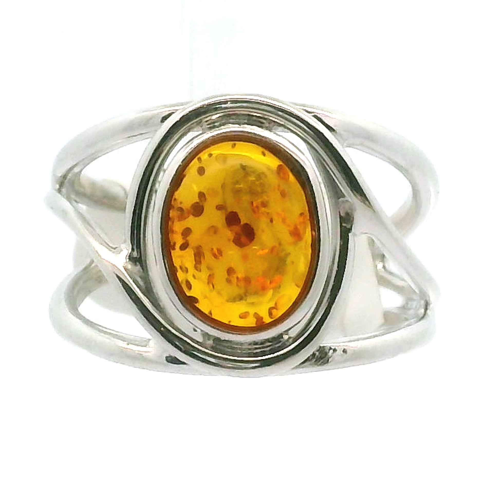 Baltic Amber Midi Cuff Ring .925 Silver for Manifesting Abundance, Optimism & Purification of Energy