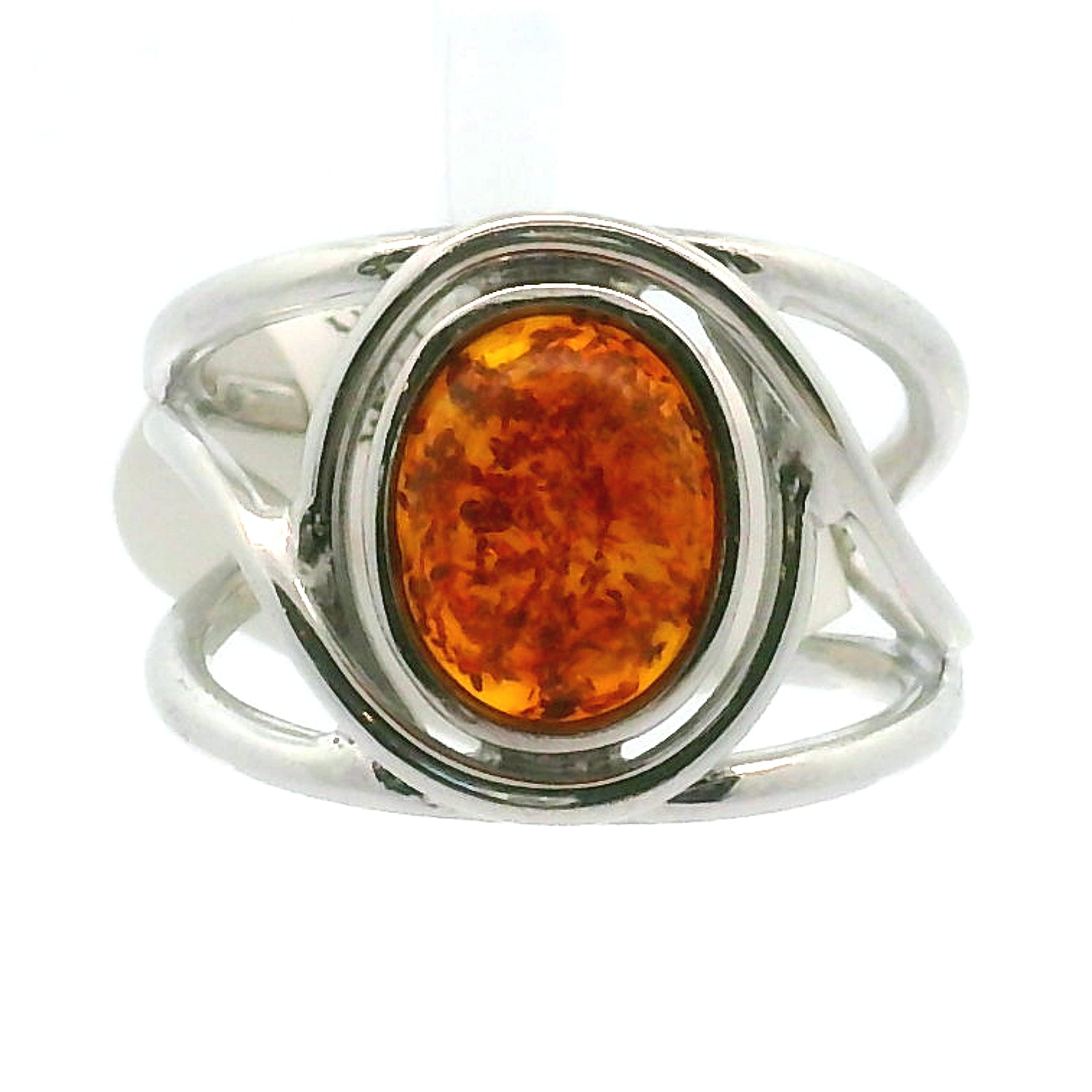 Baltic Amber Midi Cuff Ring .925 Silver for Manifesting Abundance, Optimism & Purification of Energy