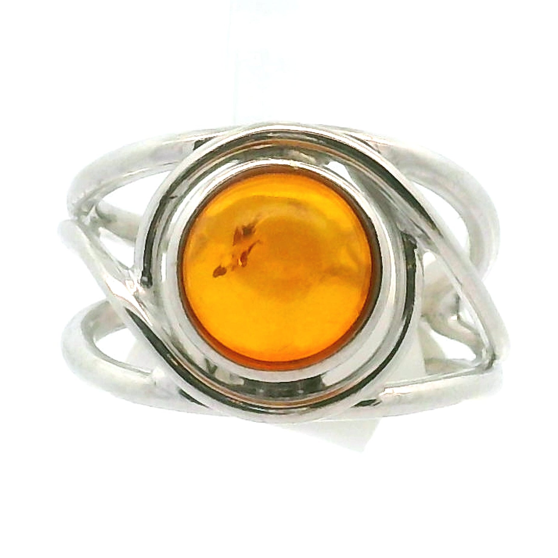 Baltic Amber Midi Cuff Ring .925 Silver for Manifesting Abundance, Optimism & Purification of Energy