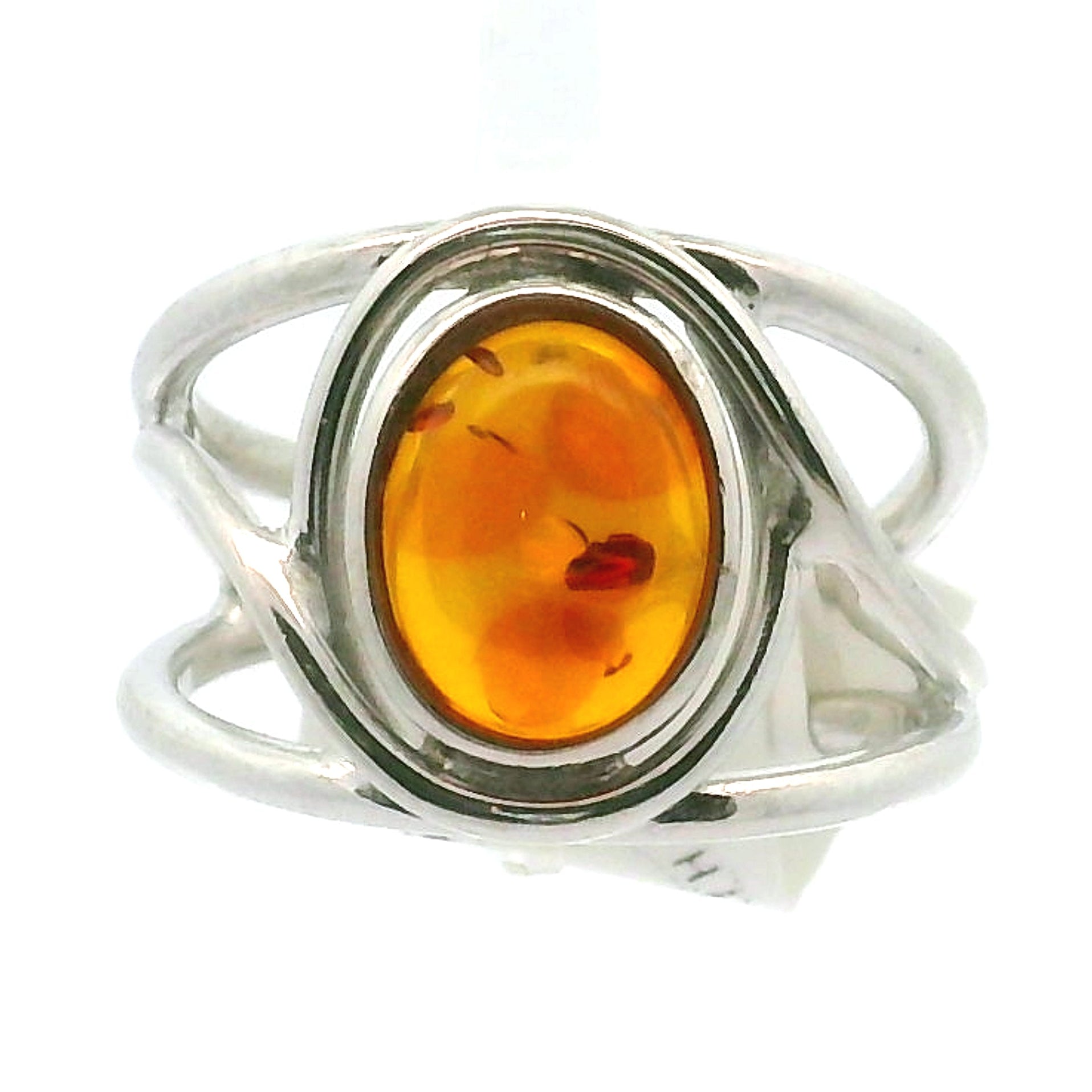 Baltic Amber Midi Cuff Ring .925 Silver for Manifesting Abundance, Optimism & Purification of Energy