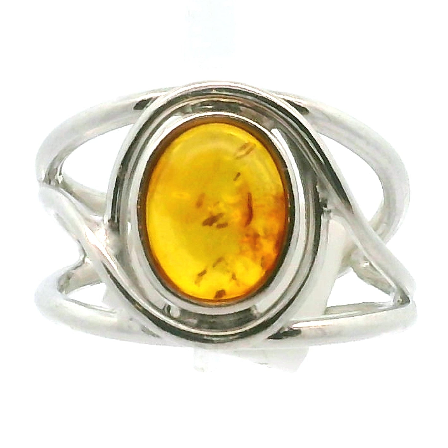 Baltic Amber Midi Cuff Ring .925 Silver for Manifesting Abundance, Optimism & Purification of Energy