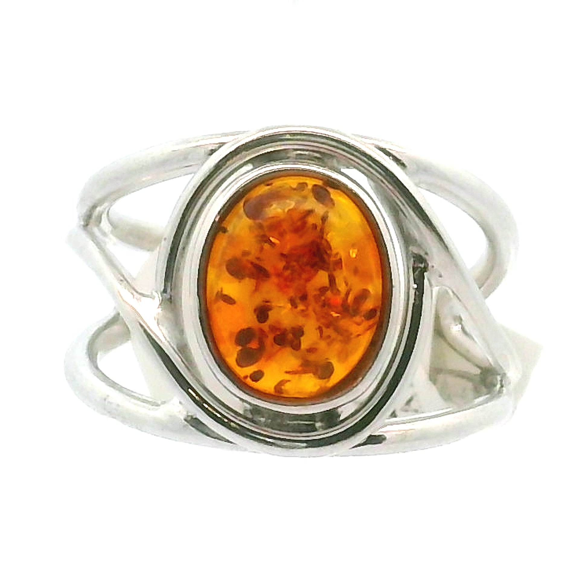 Baltic Amber Midi Cuff Ring .925 Silver for Manifesting Abundance, Optimism & Purification of Energy