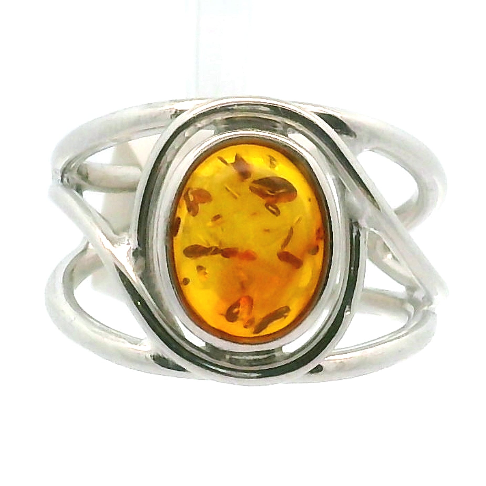 Baltic Amber Midi Cuff Ring .925 Silver for Manifesting Abundance, Optimism & Purification of Energy
