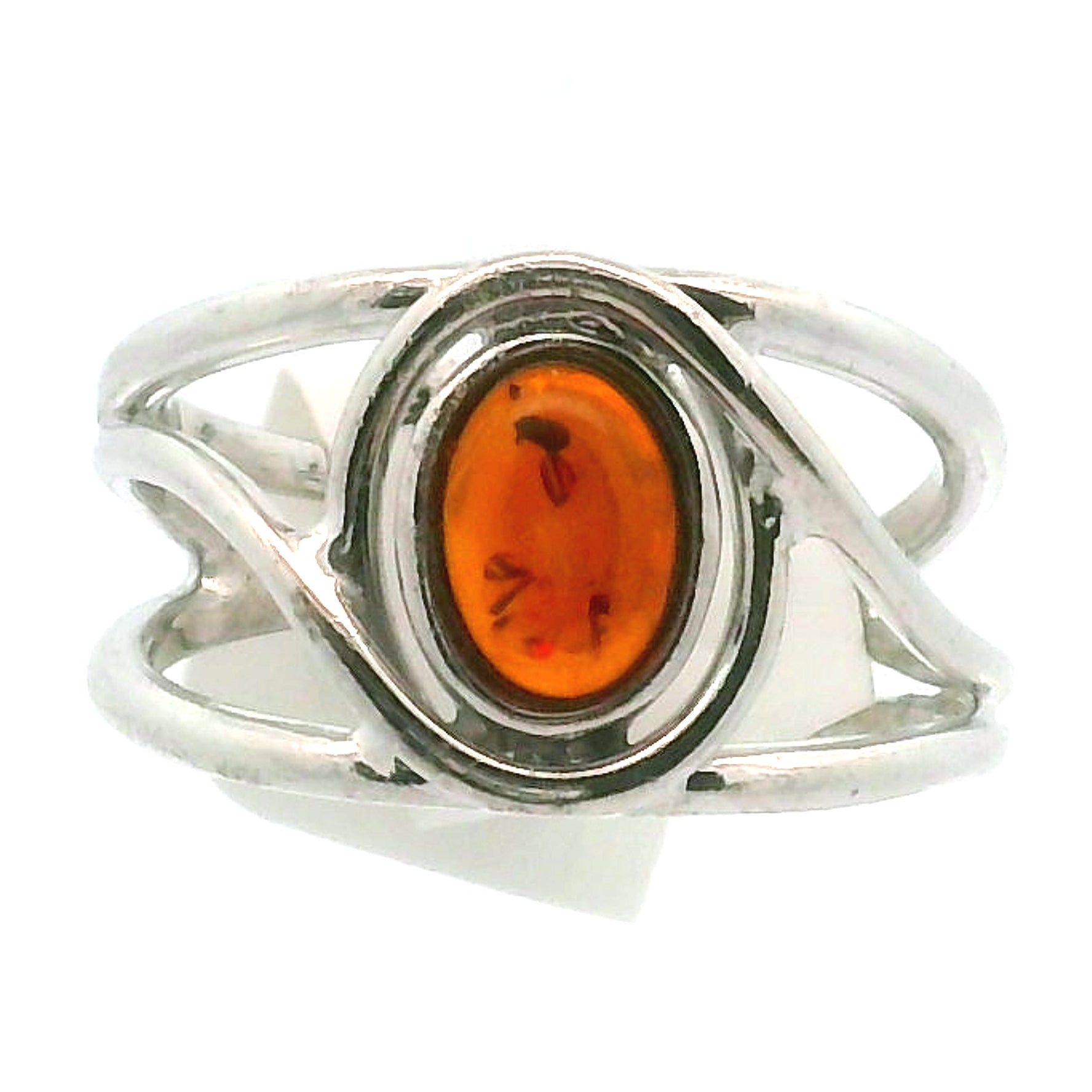 Baltic Amber Midi Cuff Ring .925 Silver for Manifesting Abundance, Optimism & Purification of Energy