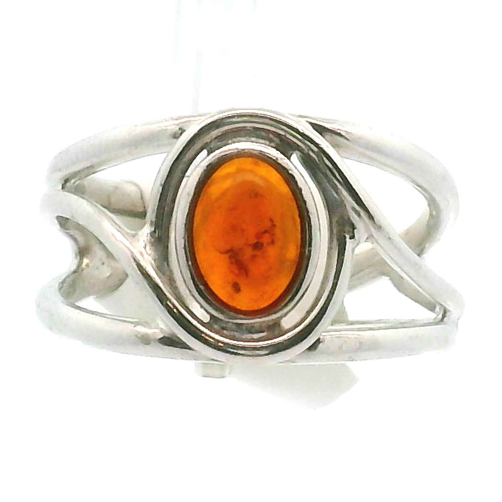 Baltic Amber Midi Cuff Ring .925 Silver for Manifesting Abundance, Optimism & Purification of Energy