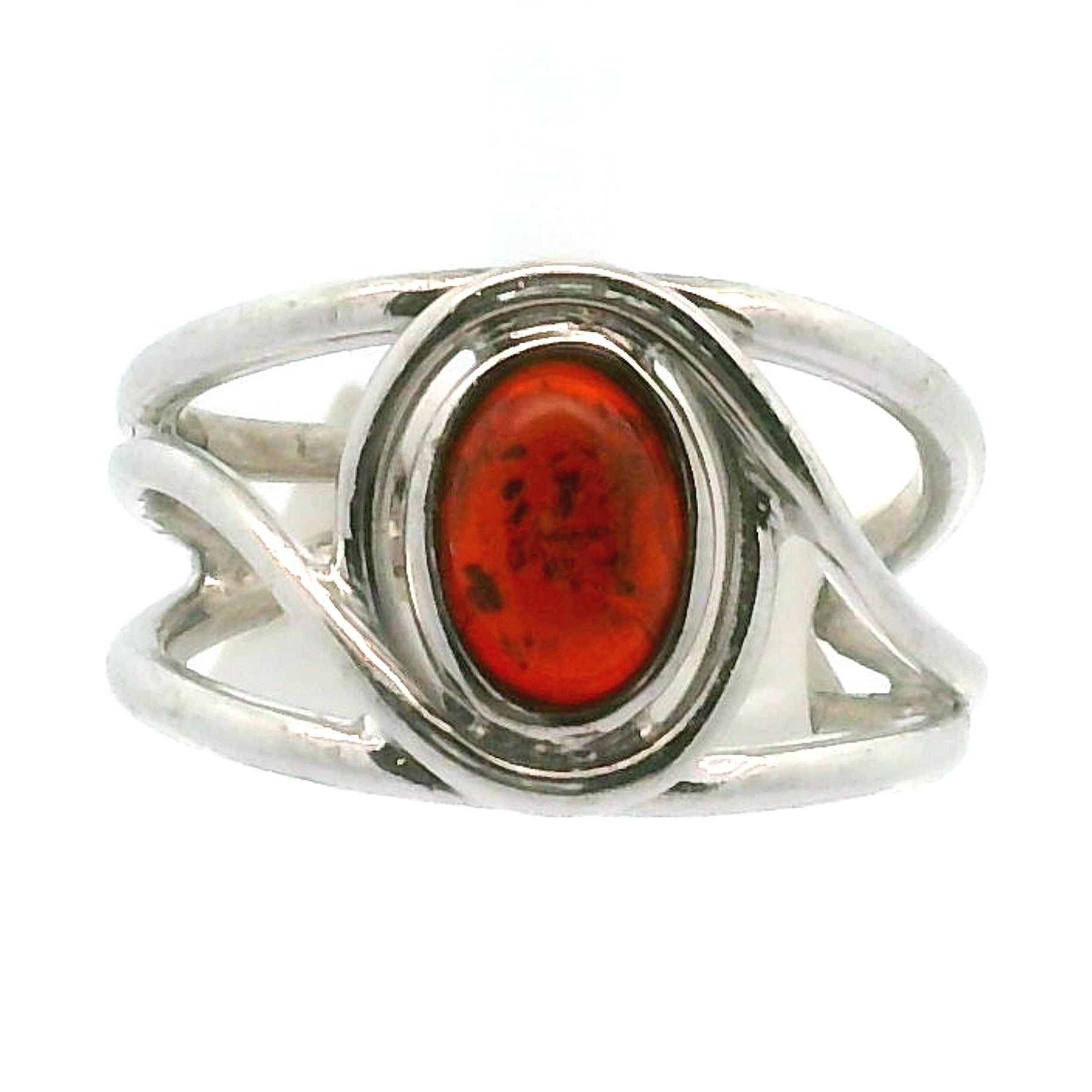 Baltic Amber Midi Cuff Ring .925 Silver for Manifesting Abundance, Optimism & Purification of Energy