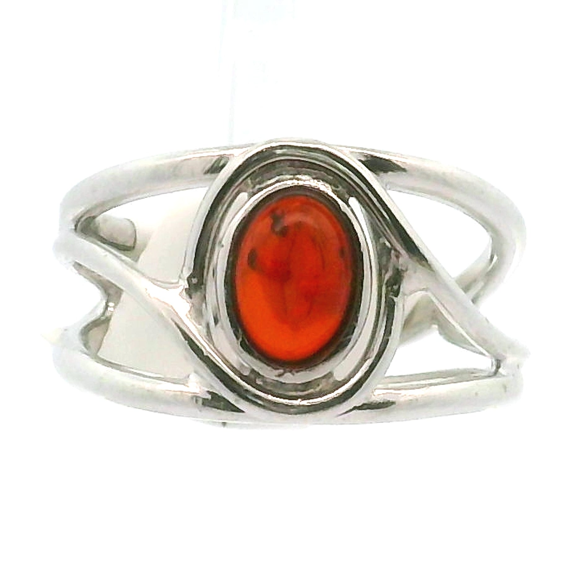 Baltic Amber Midi Cuff Ring .925 Silver for Manifesting Abundance, Optimism & Purification of Energy