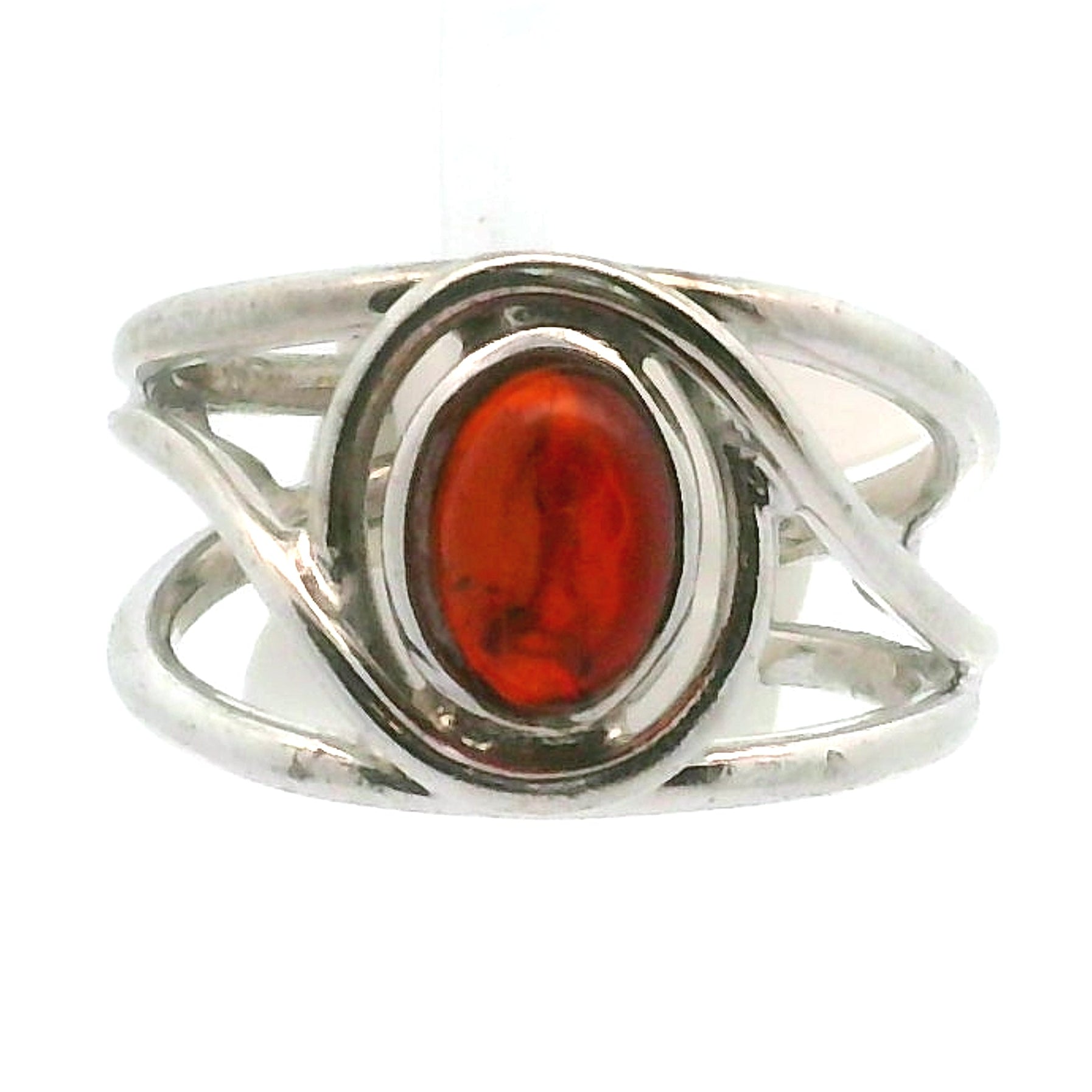 Baltic Amber Midi Cuff Ring .925 Silver for Manifesting Abundance, Optimism & Purification of Energy