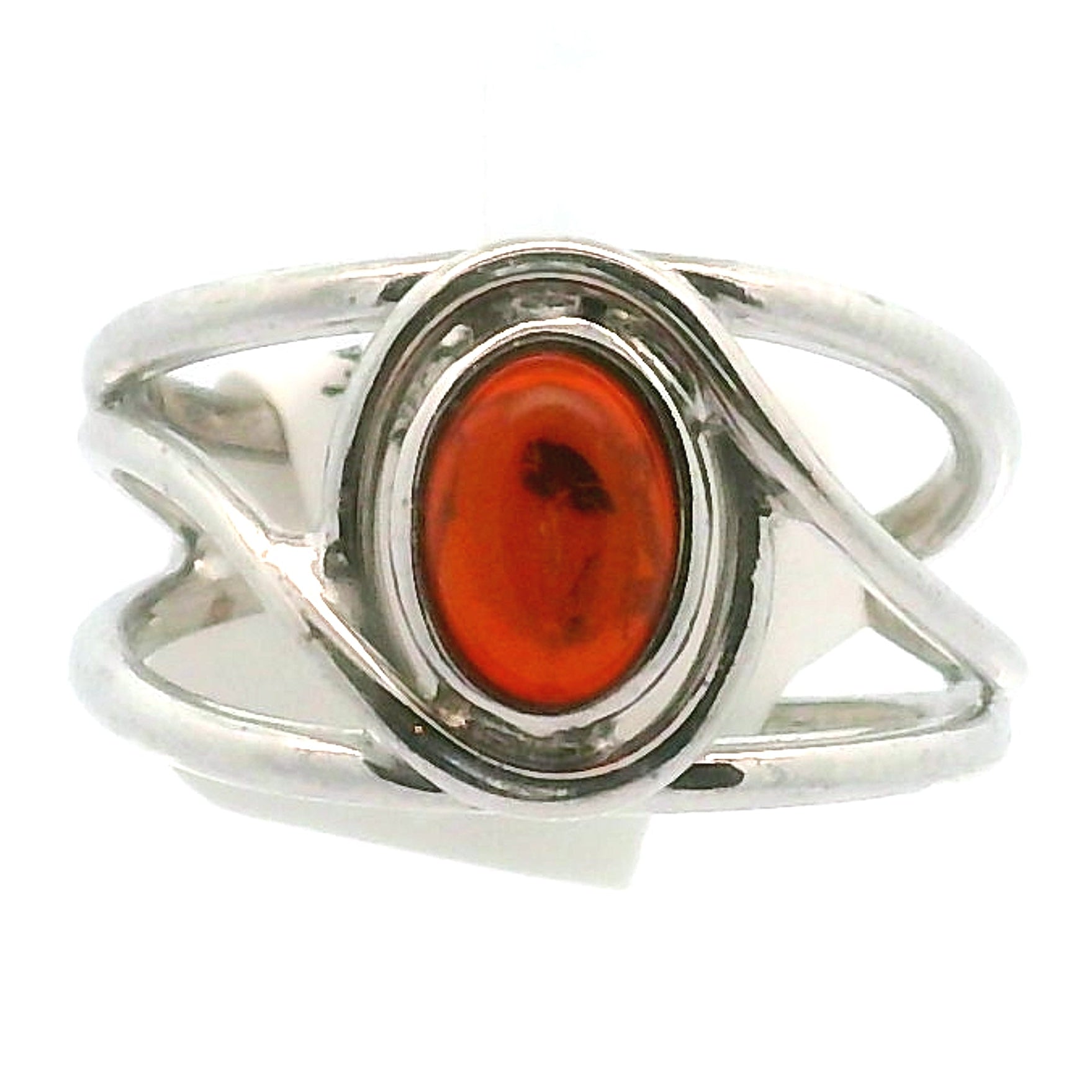 Baltic Amber Midi Cuff Ring .925 Silver for Manifesting Abundance, Optimism & Purification of Energy