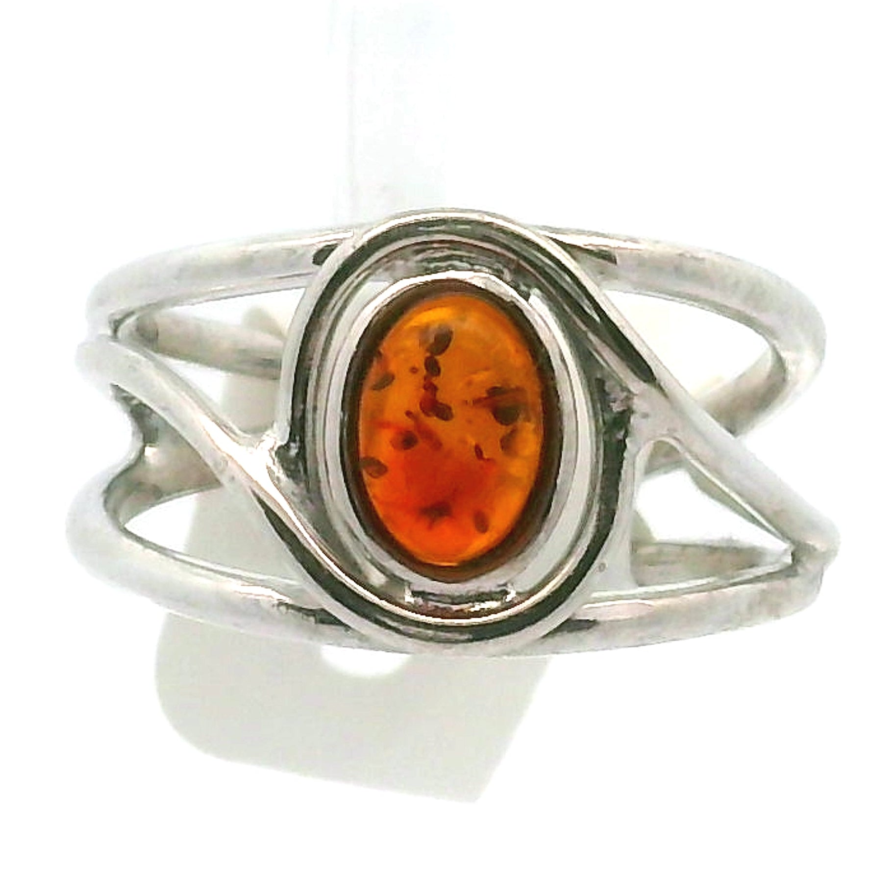 Baltic Amber Midi Cuff Ring .925 Silver for Manifesting Abundance, Optimism & Purification of Energy