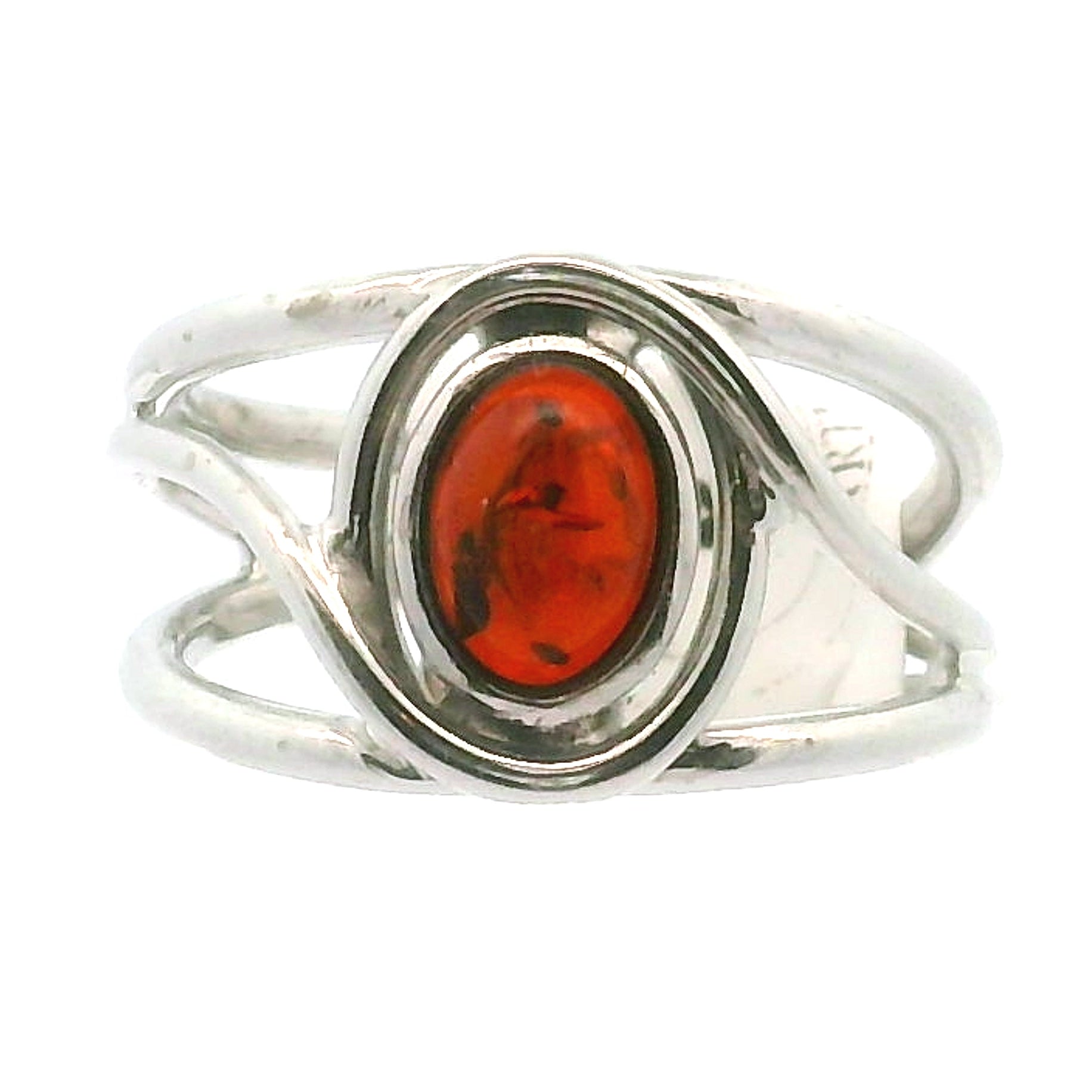 Baltic Amber Midi Cuff Ring .925 Silver for Manifesting Abundance, Optimism & Purification of Energy