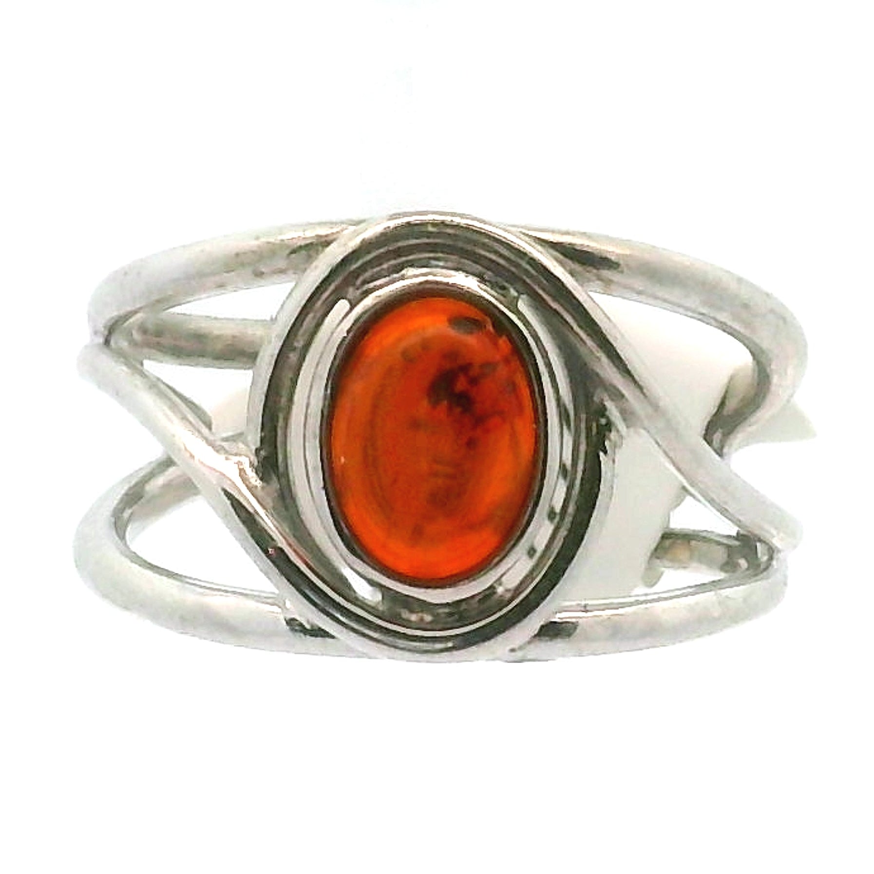 Baltic Amber Midi Cuff Ring .925 Silver for Manifesting Abundance, Optimism & Purification of Energy