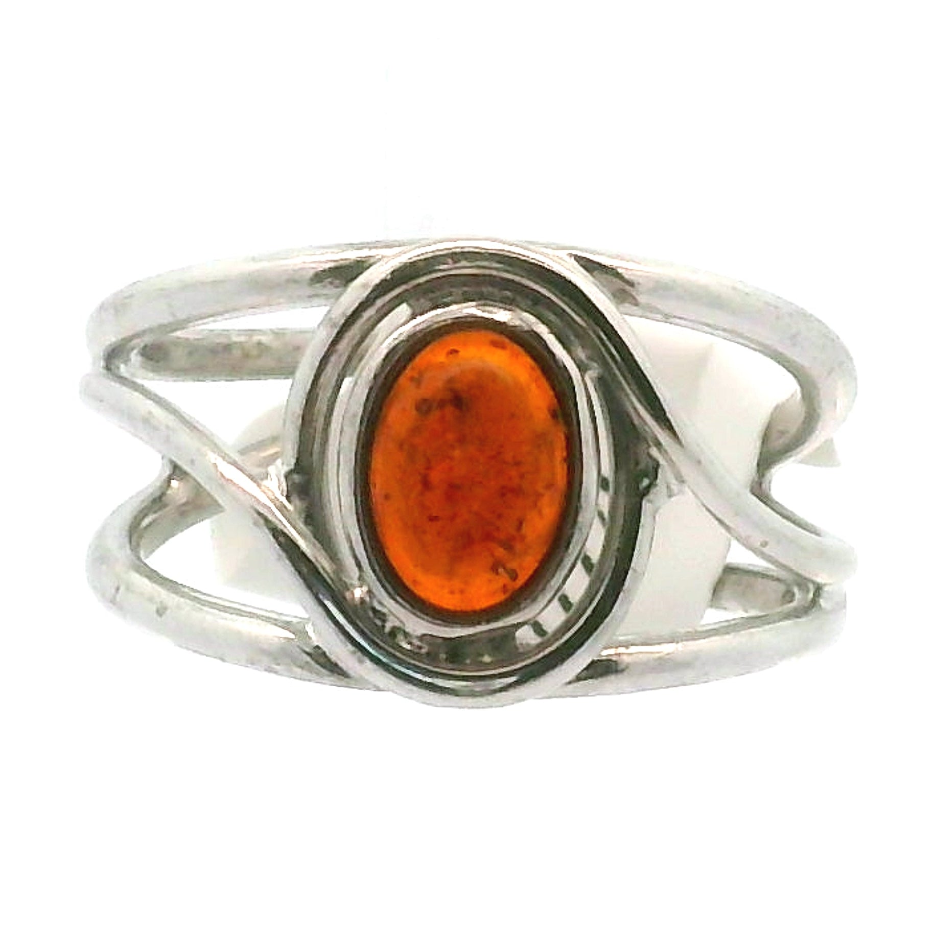 Baltic Amber Midi Cuff Ring .925 Silver for Manifesting Abundance, Optimism & Purification of Energy