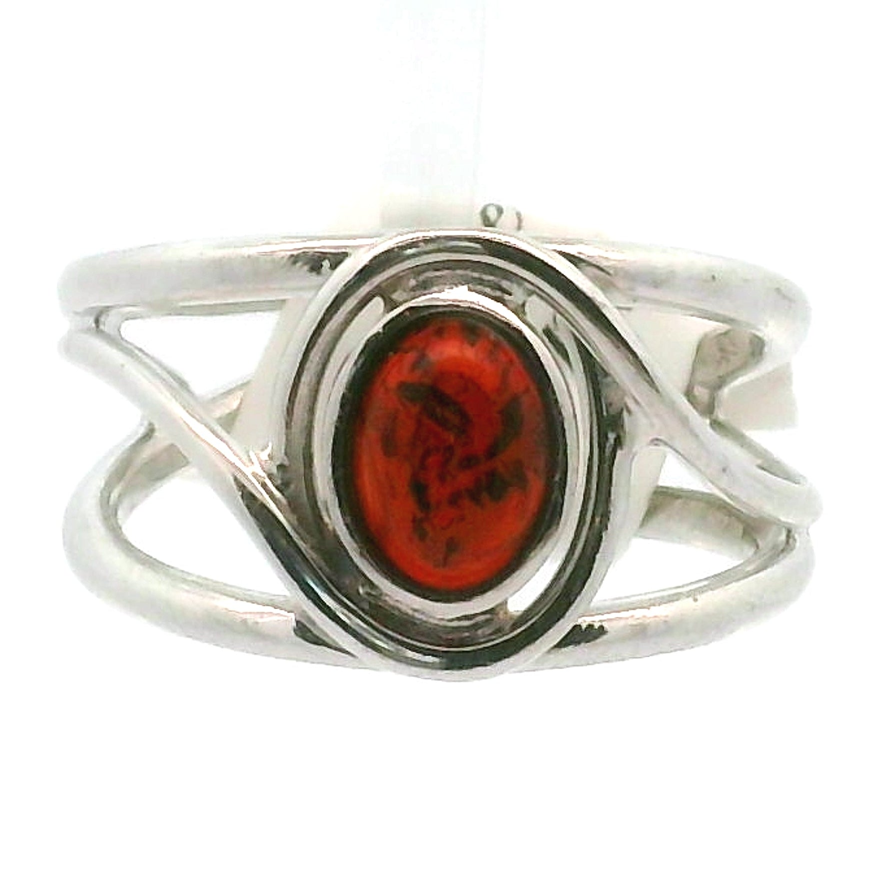 Baltic Amber Midi Cuff Ring .925 Silver for Manifesting Abundance, Optimism & Purification of Energy