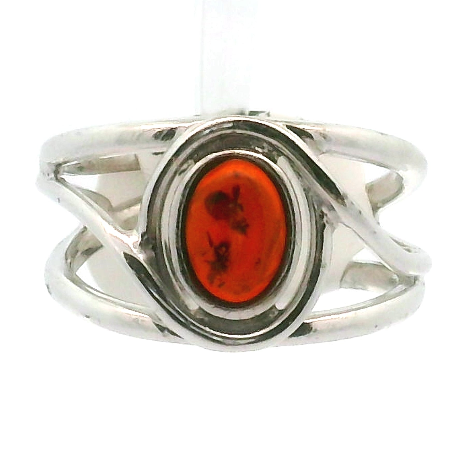 Baltic Amber Midi Cuff Ring .925 Silver for Manifesting Abundance, Optimism & Purification of Energy