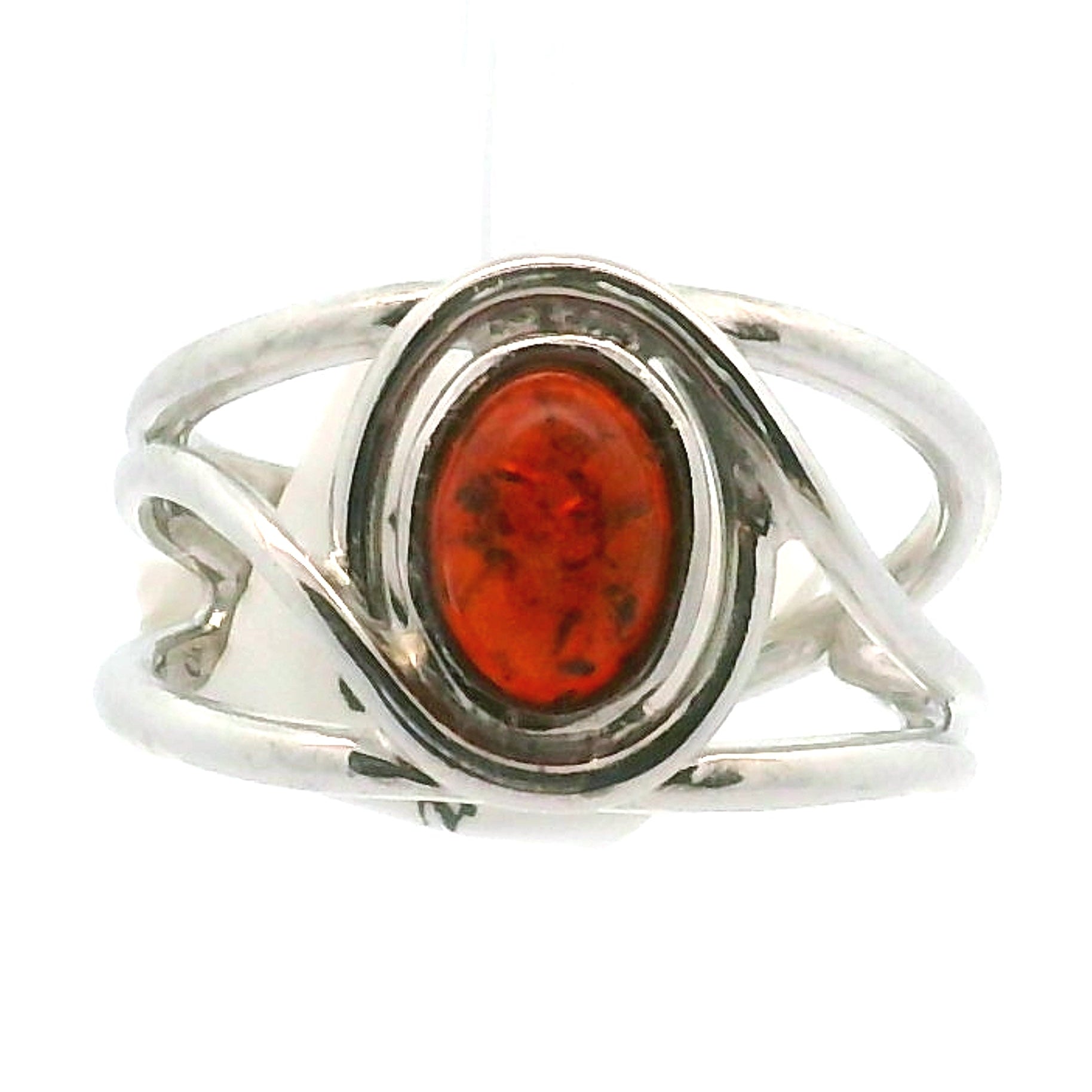 Baltic Amber Midi Cuff Ring .925 Silver for Manifesting Abundance, Optimism & Purification of Energy