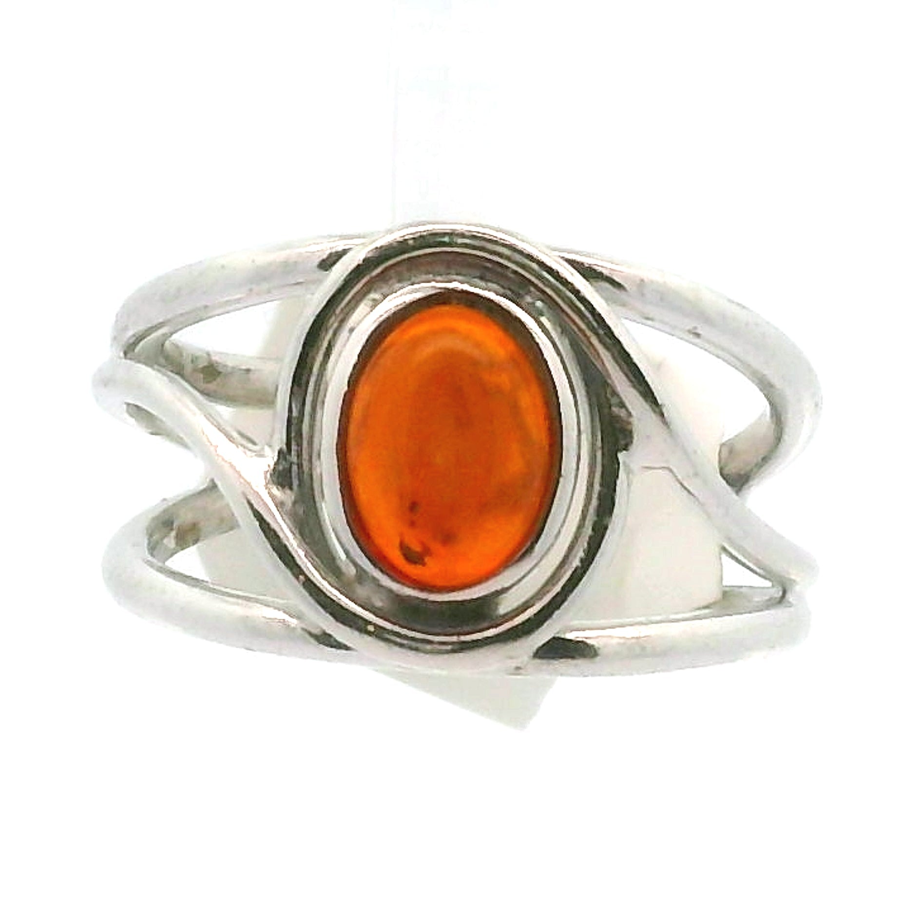 Baltic Amber Midi Cuff Ring .925 Silver for Manifesting Abundance, Optimism & Purification of Energy