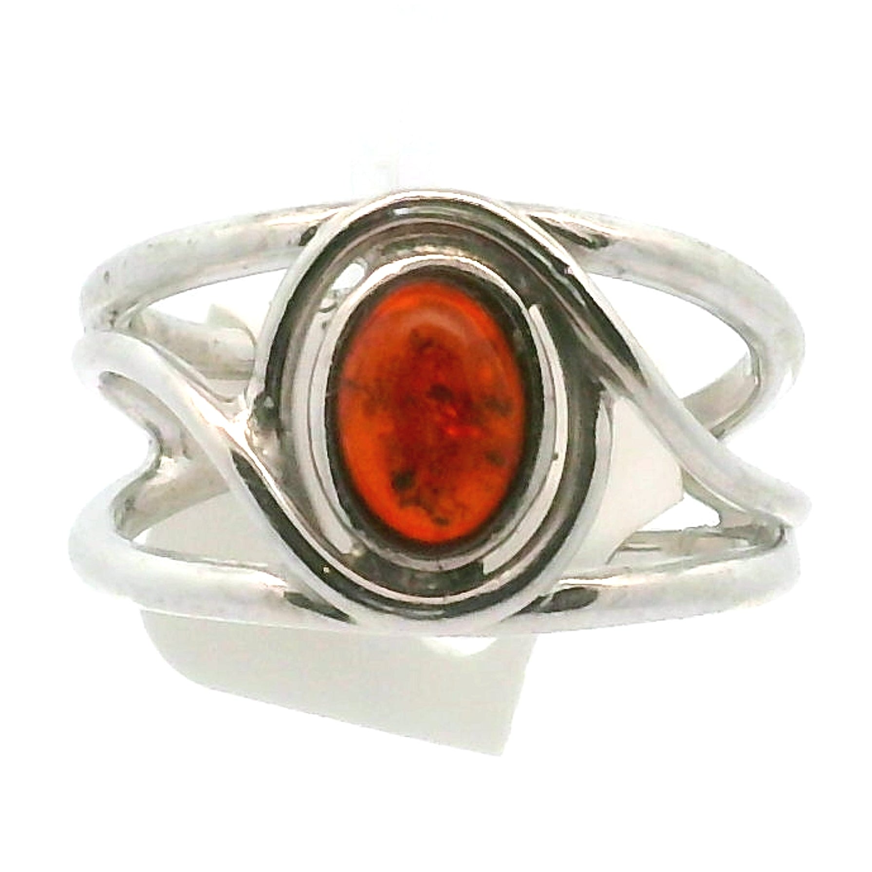 Baltic Amber Midi Cuff Ring .925 Silver for Manifesting Abundance, Optimism & Purification of Energy