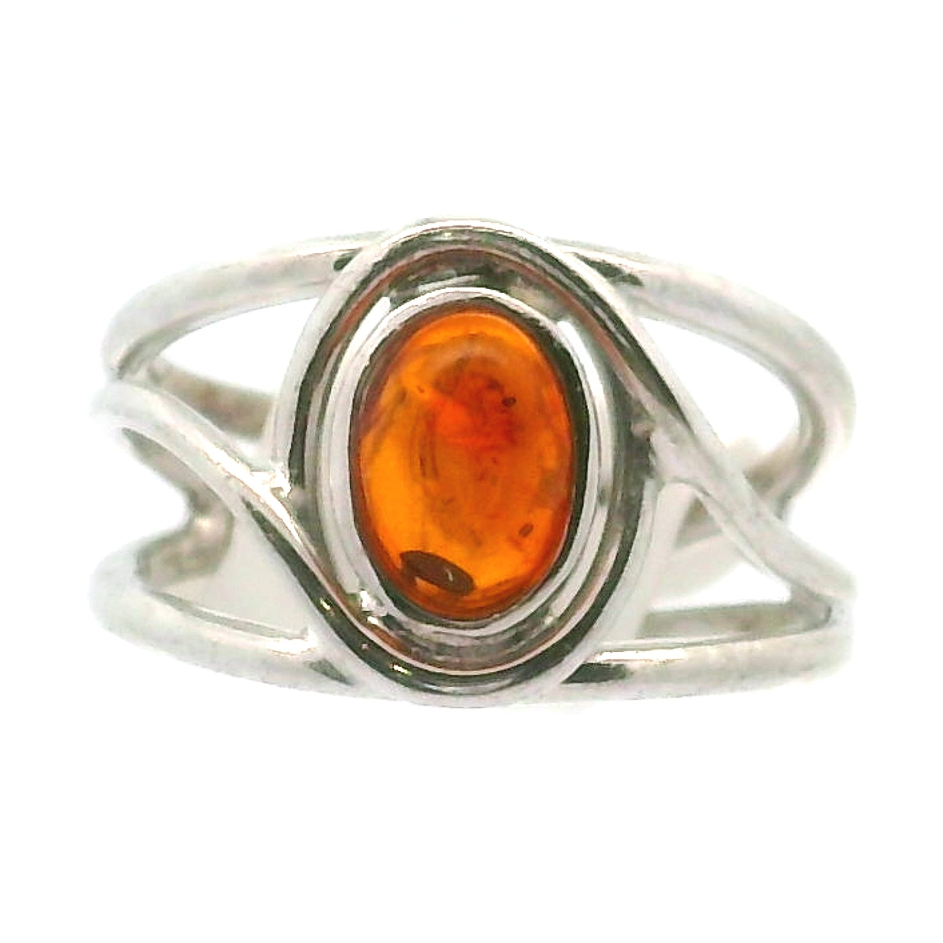 Baltic Amber Midi Cuff Ring .925 Silver for Manifesting Abundance, Optimism & Purification of Energy