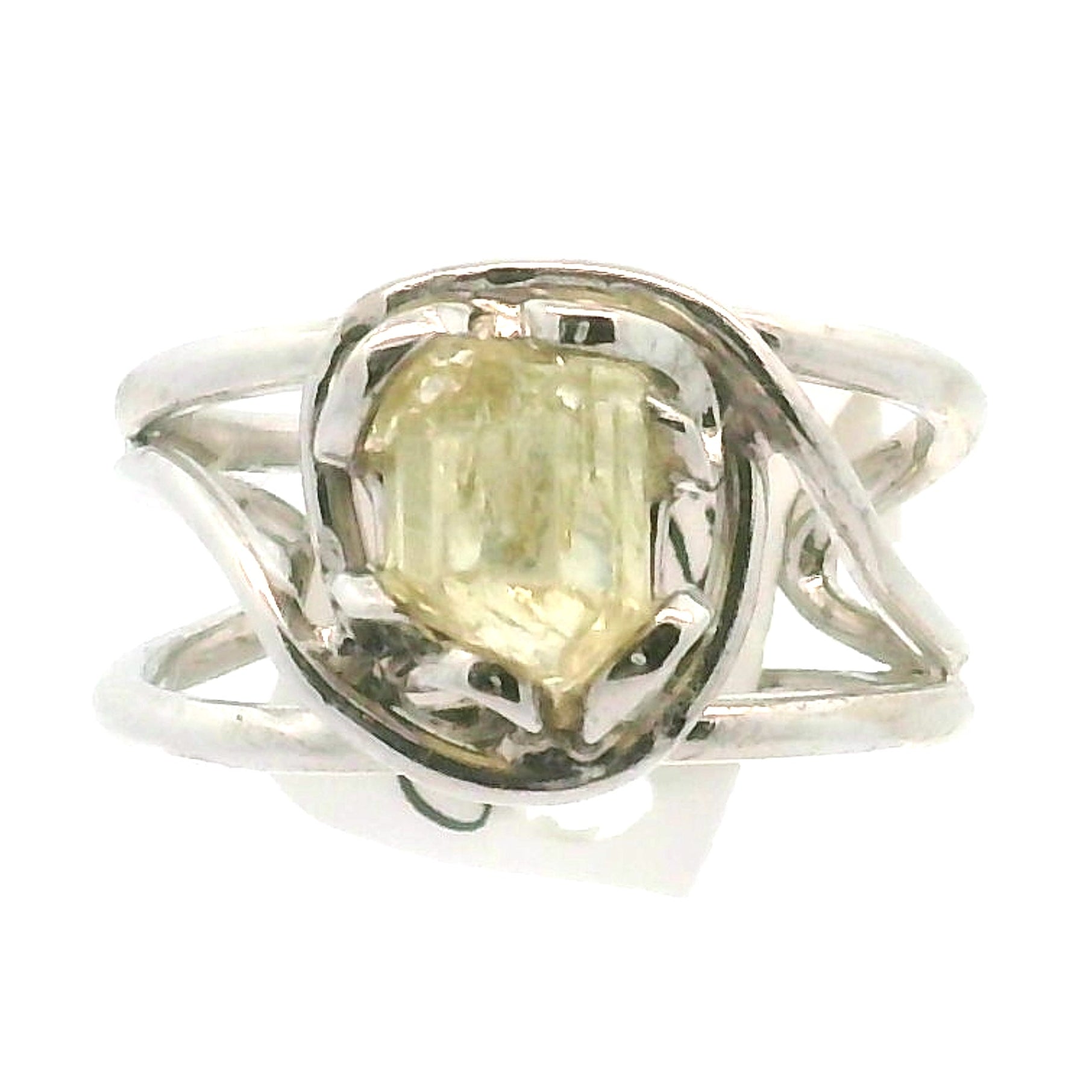 Golden Apatite Cuff Ring .925 Silver for Creation, Confidence and Manifestation