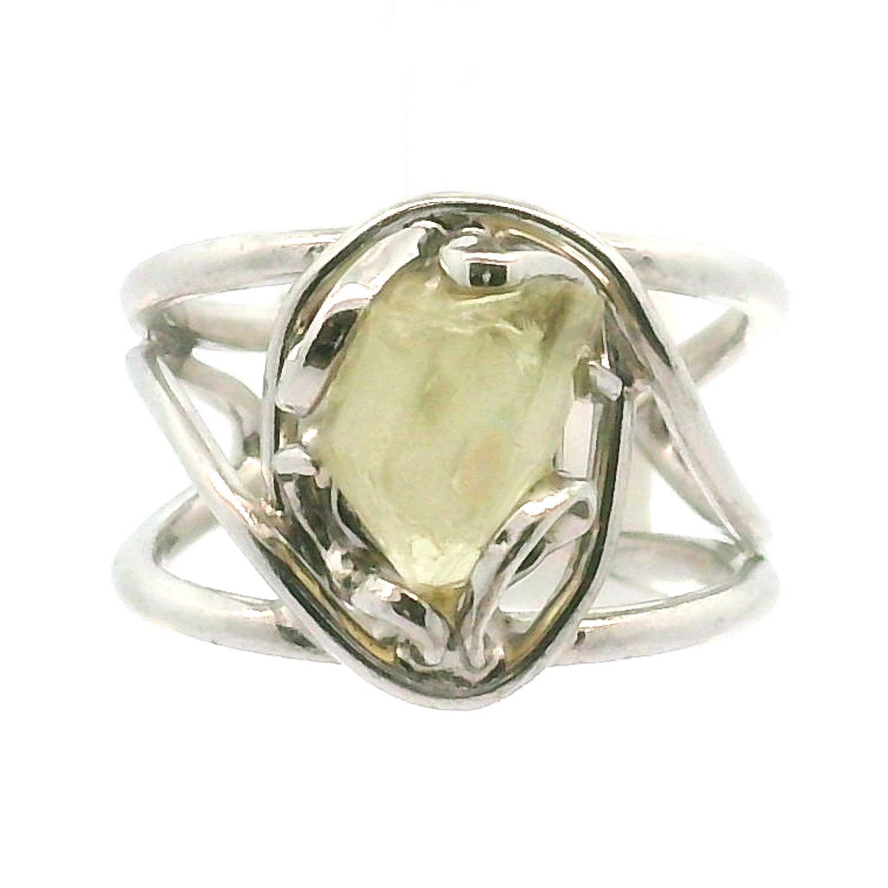 Golden Apatite Cuff Ring .925 Silver for Creation, Confidence and Manifestation