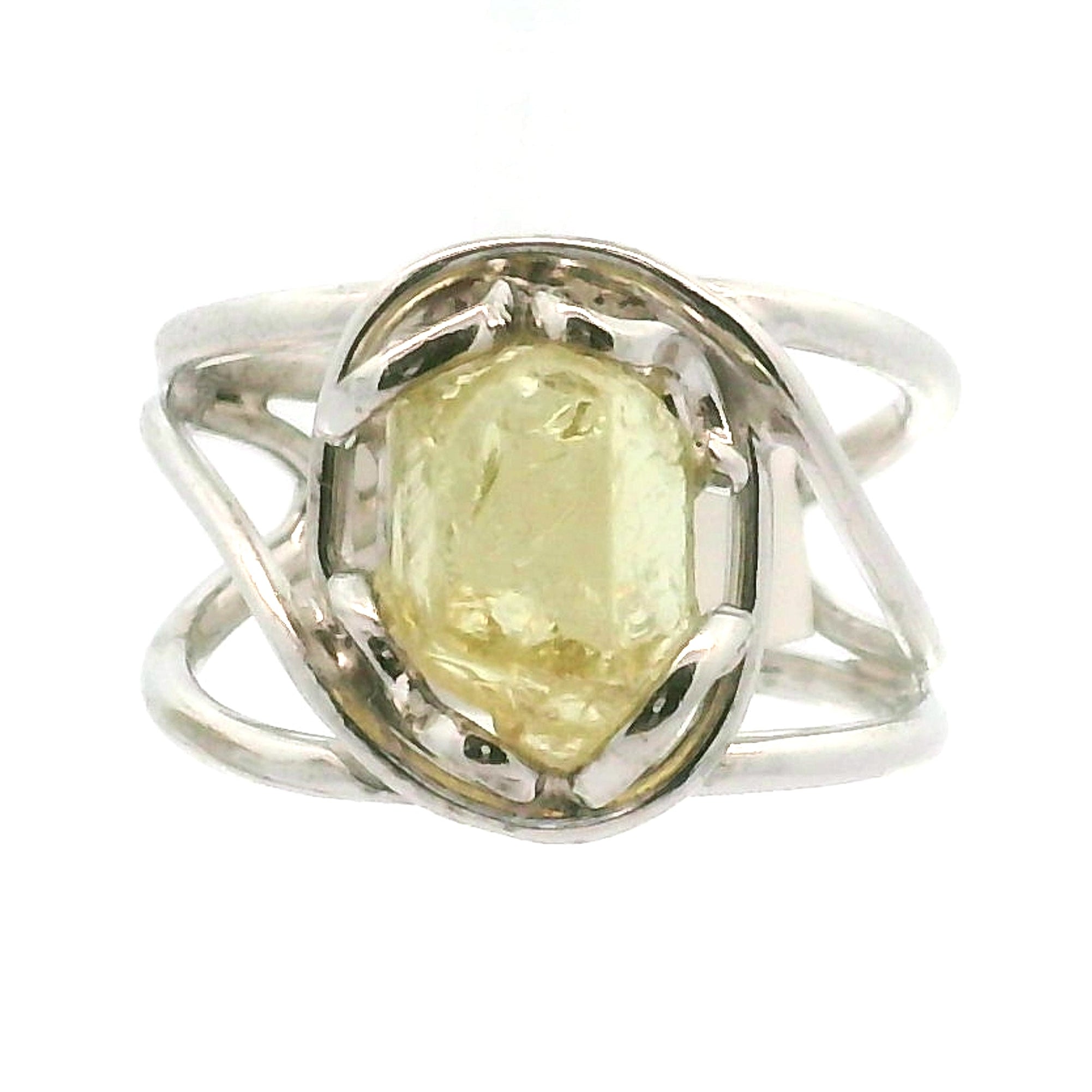Golden Apatite Cuff Ring .925 Silver for Creation, Confidence and Manifestation