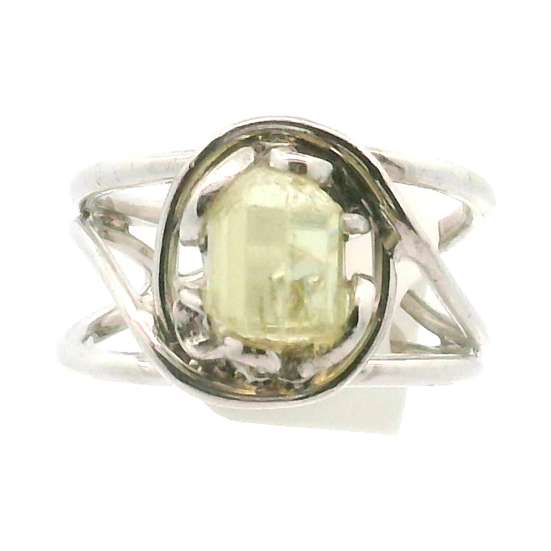 Golden Apatite Cuff Ring .925 Silver for Creation, Confidence and Manifestation