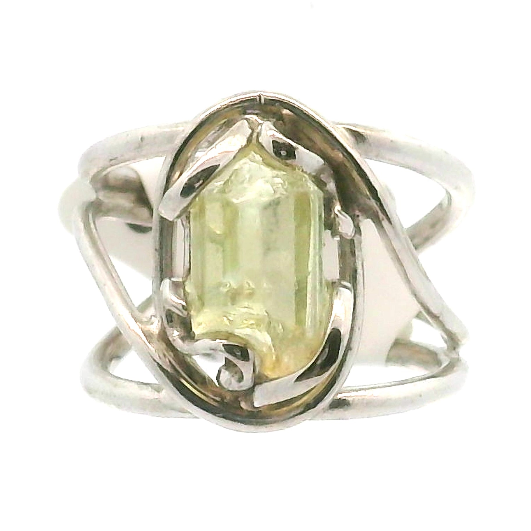 Golden Apatite Cuff Ring .925 Silver for Creation, Confidence and Manifestation