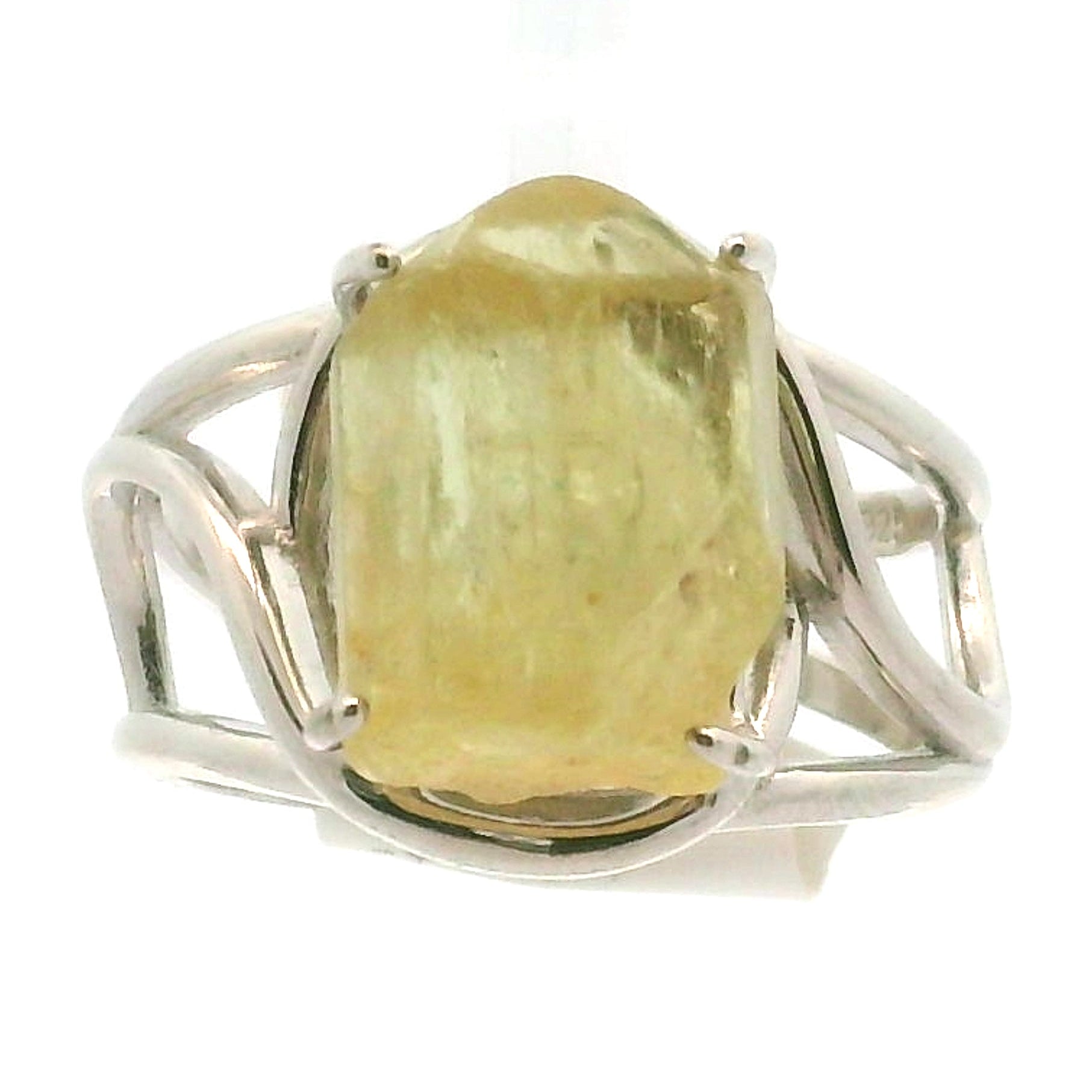 Golden Apatite Cuff Ring .925 Silver for Creation, Confidence and Manifestation