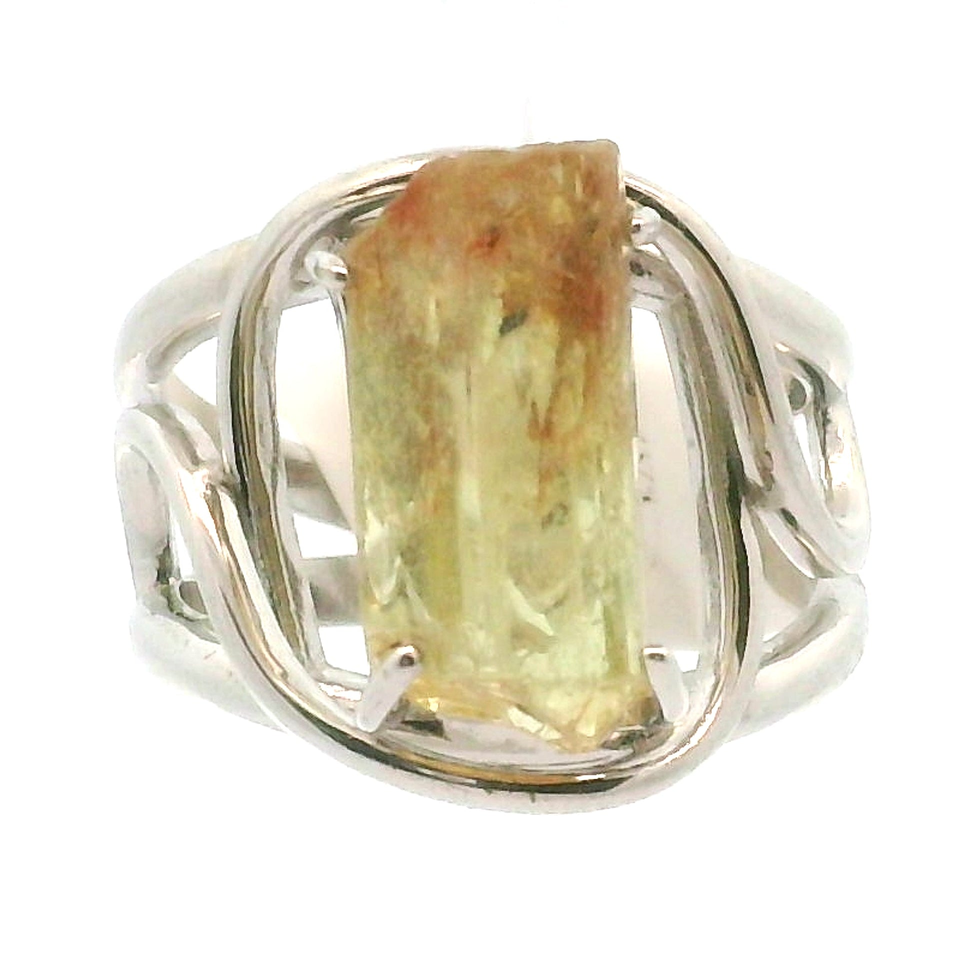 Golden Apatite Cuff Ring .925 Silver for Creation, Confidence and Manifestation
