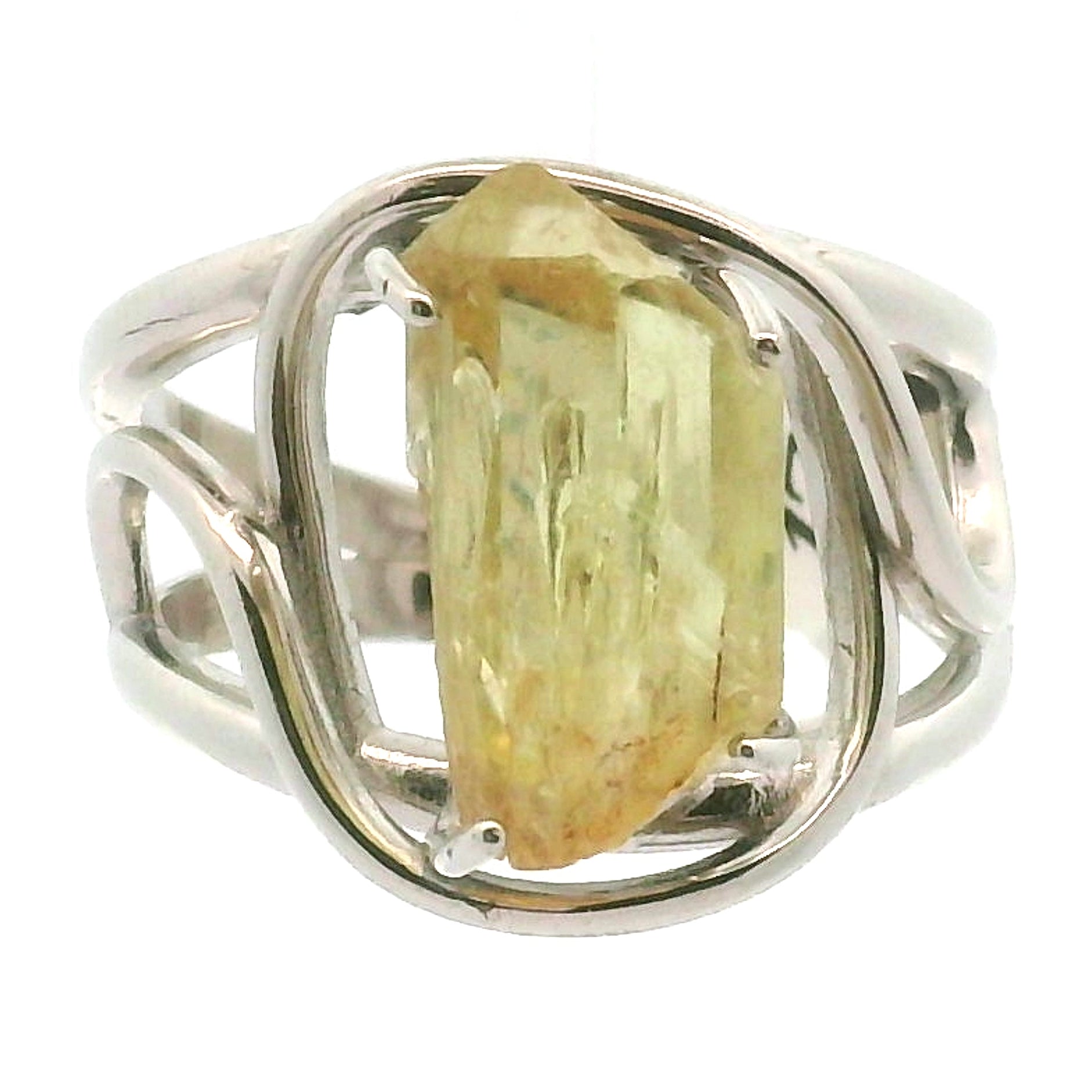 Golden Apatite Cuff Ring .925 Silver for Creation, Confidence and Manifestation
