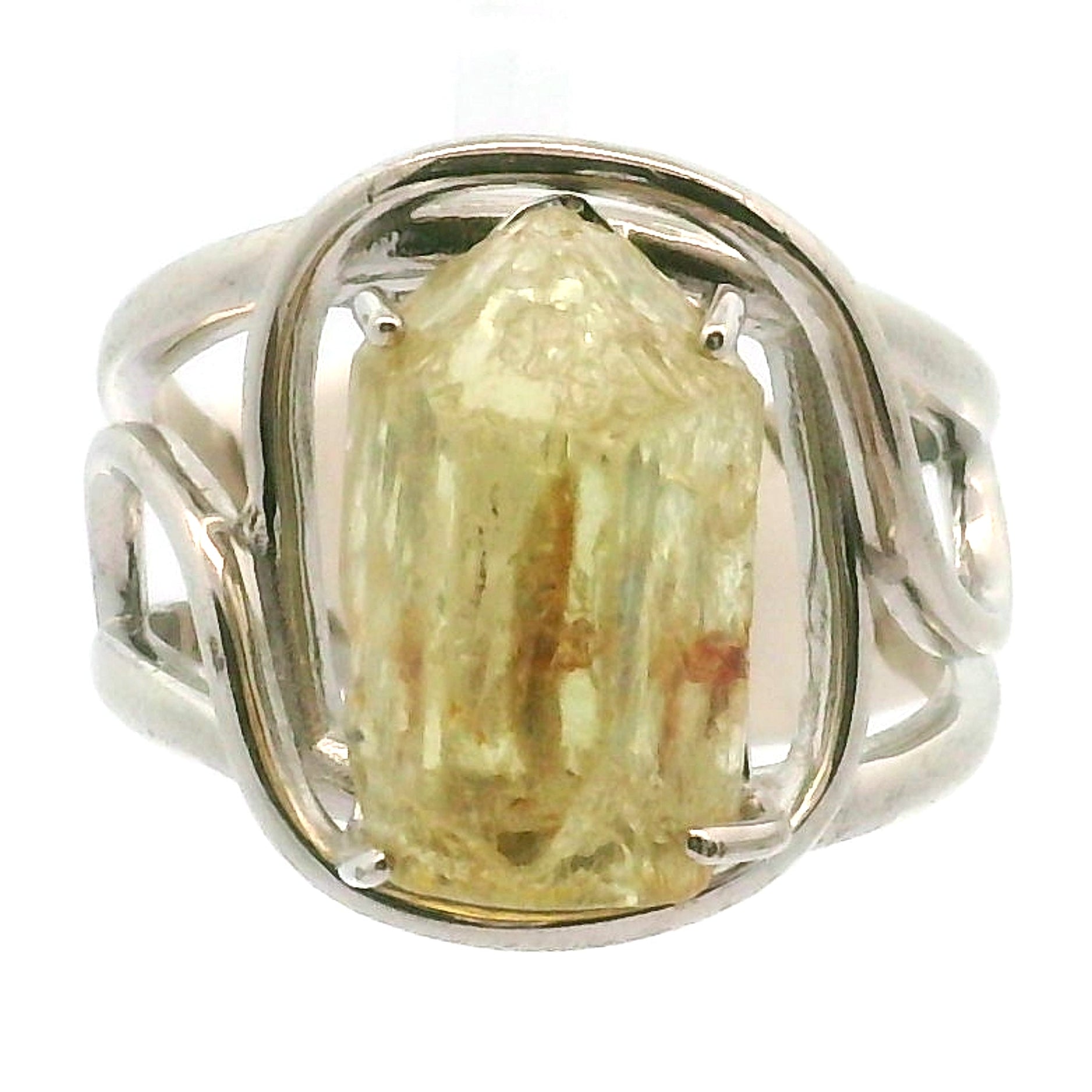 Golden Apatite Cuff Ring .925 Silver for Creation, Confidence and Manifestation