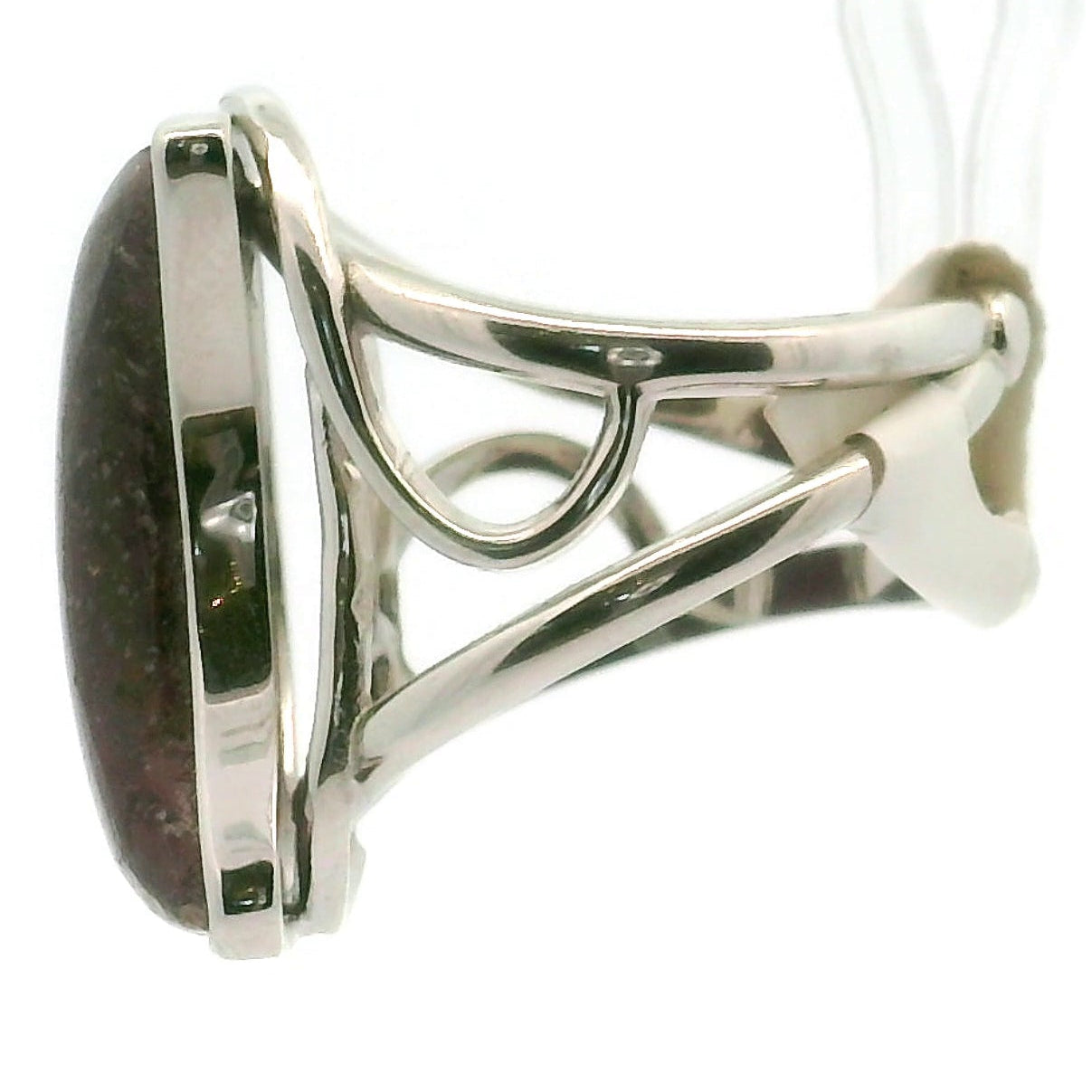 Red Aventurine Moon Cuff Ring .925 Silver for Focus, Inspiration and Passion