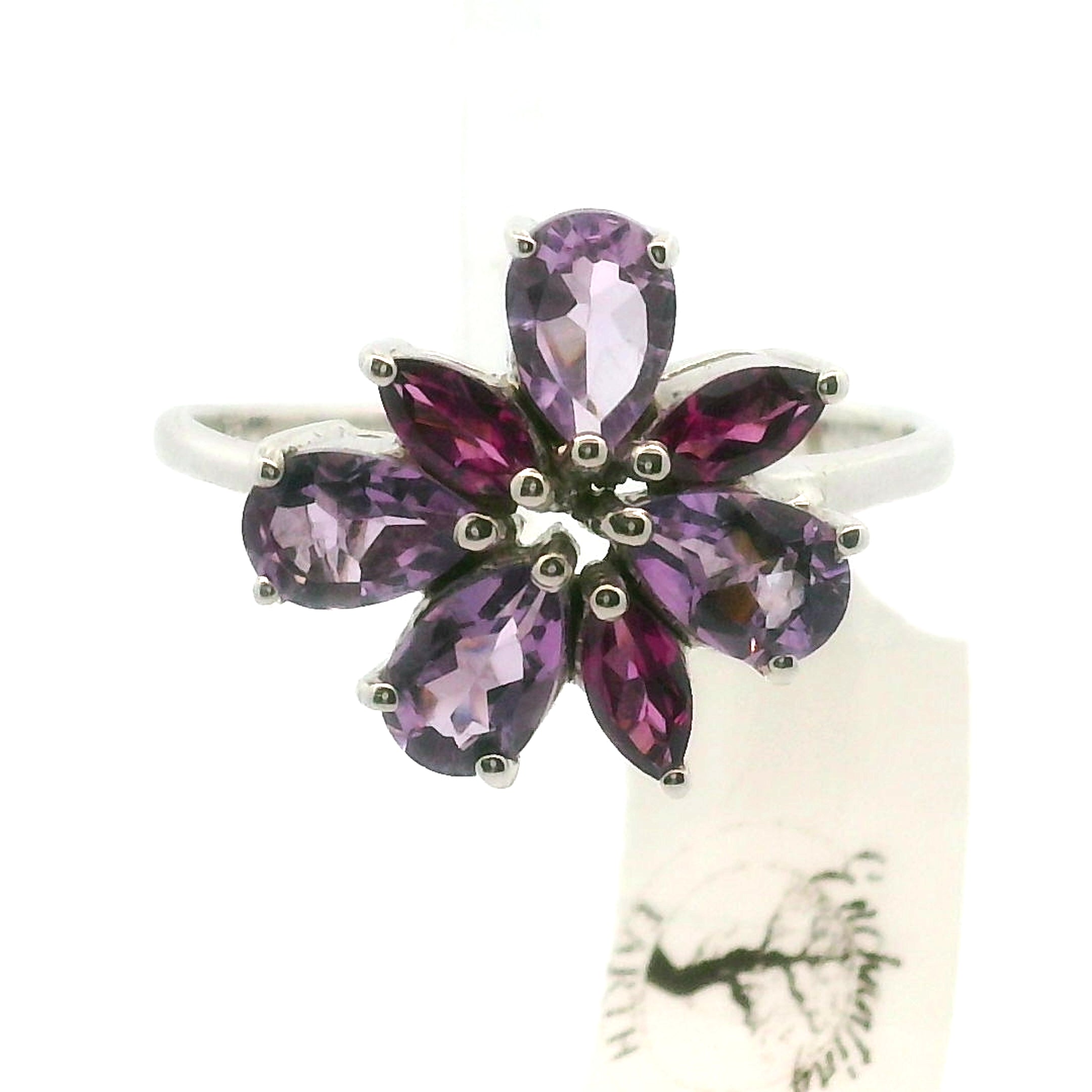 Amethyst Flower Ring .925 Silver for Enhancing your Intuitive Gifts
