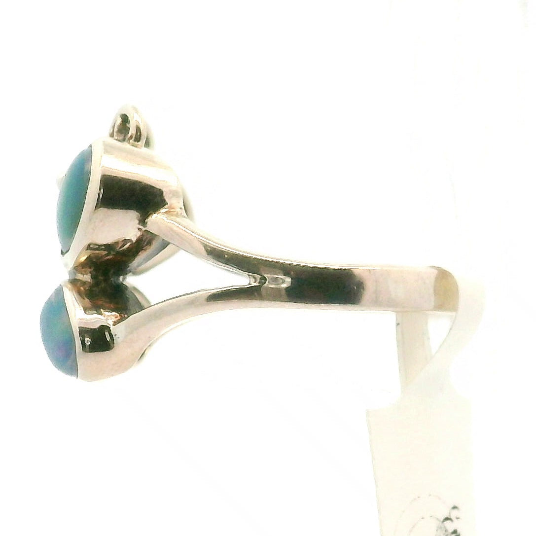 Blue Opal Butterfly Ring .925 Silver for Encouraging Surrender to the Divine Will