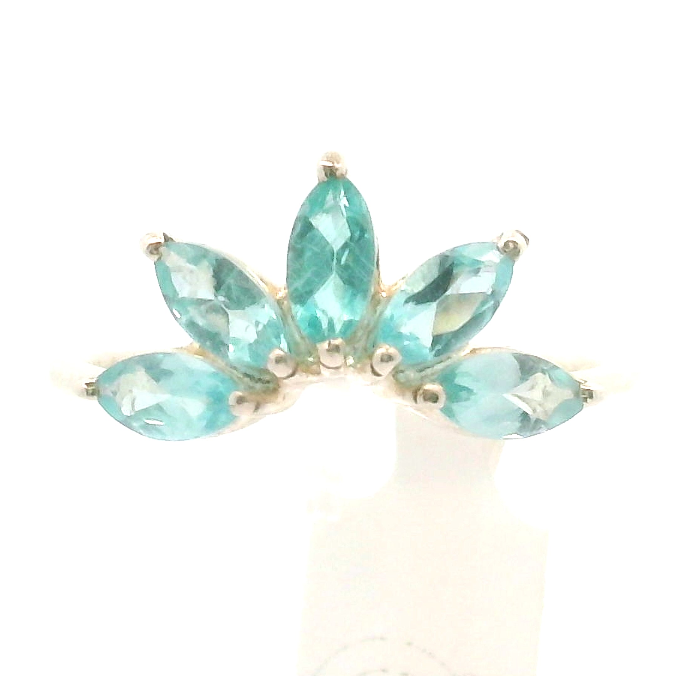 Blue Apatite Lotus Ring .925 Silver for Overall Health and Wellness