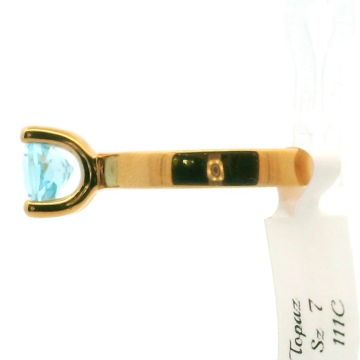 Blue Topaz Ring .925 Silver with Gold Plating for Higher Levels of Awareness, Peaceful Communication and Clarity