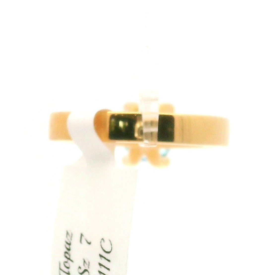 Blue Topaz Ring .925 Silver with Gold Plating for Higher Levels of Awareness, Peaceful Communication and Clarity